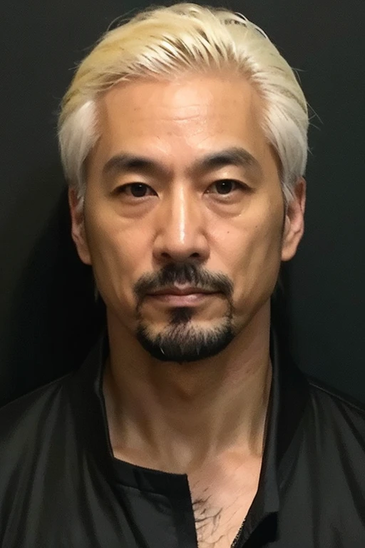 male 38age ID photo straight Japanese scoundrel HIPHOP stubble long hair blonde dark skin macho criminal