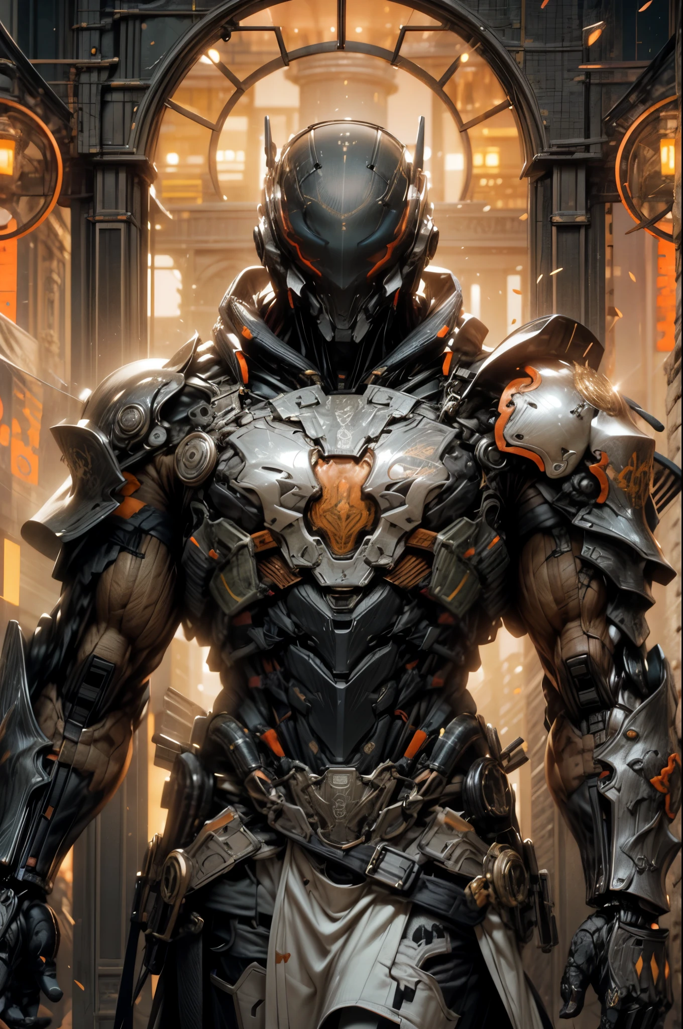 (((An epic and visually stunning digital anime masterpiece:1.5, art piece featuring an elegant masculine military mechanical ((robot)) soldier:1.7, wearing a sleek yet tactical decorated military trench coat:1.6))), (((heavily muscled masculine chest:1.6, chiseled abs:1.6, heavily toned:1.6, slim yet muscular:1.6))), (((tactical robot knight helmet with a knight visor:1.8, mechanical full head knight helmet:1.8, optical sensors:1.9))), (((the character is clothed in a scifi tactical double breasted trench coat with a built in exoskeleton:1.6))), (((over a form fitted armor plated yet super sleek and sensually revealing under suit, waist and thighs exposed:1.6))), ((The image showcases the intricacies of the character’s armor and clothing:1.4)), ((capturing their flamboyant feminine essence and heavy mechanical art deco aesthetic:1.5)), ((The character also possesses a more feminine androgynous body build:1.6)), (((with a toned yet heavily muscled gorgeous feminine physique:1.4, a sleek waist:1.4, mesomorphic mechanical muscular torso, toned yet beautifully sleek mechanical arms and legs:1.6, with thick well rounded thighs:1.6, mechanical muscles))), ((looking at viewer)), (((brass metal armor and brown leather))), ((((depth of field, cinematic lighting, chromatic aberration, ray tracing, UHD, masterpiece, top of head covered, super detail, high details, high quality, award winning, 8k, highres)))), (((dieselpunk:1.4, decopunk:1.4, artificial muscle:1.5))), (((beautiful engraved scifi gothic armor:1.8)))