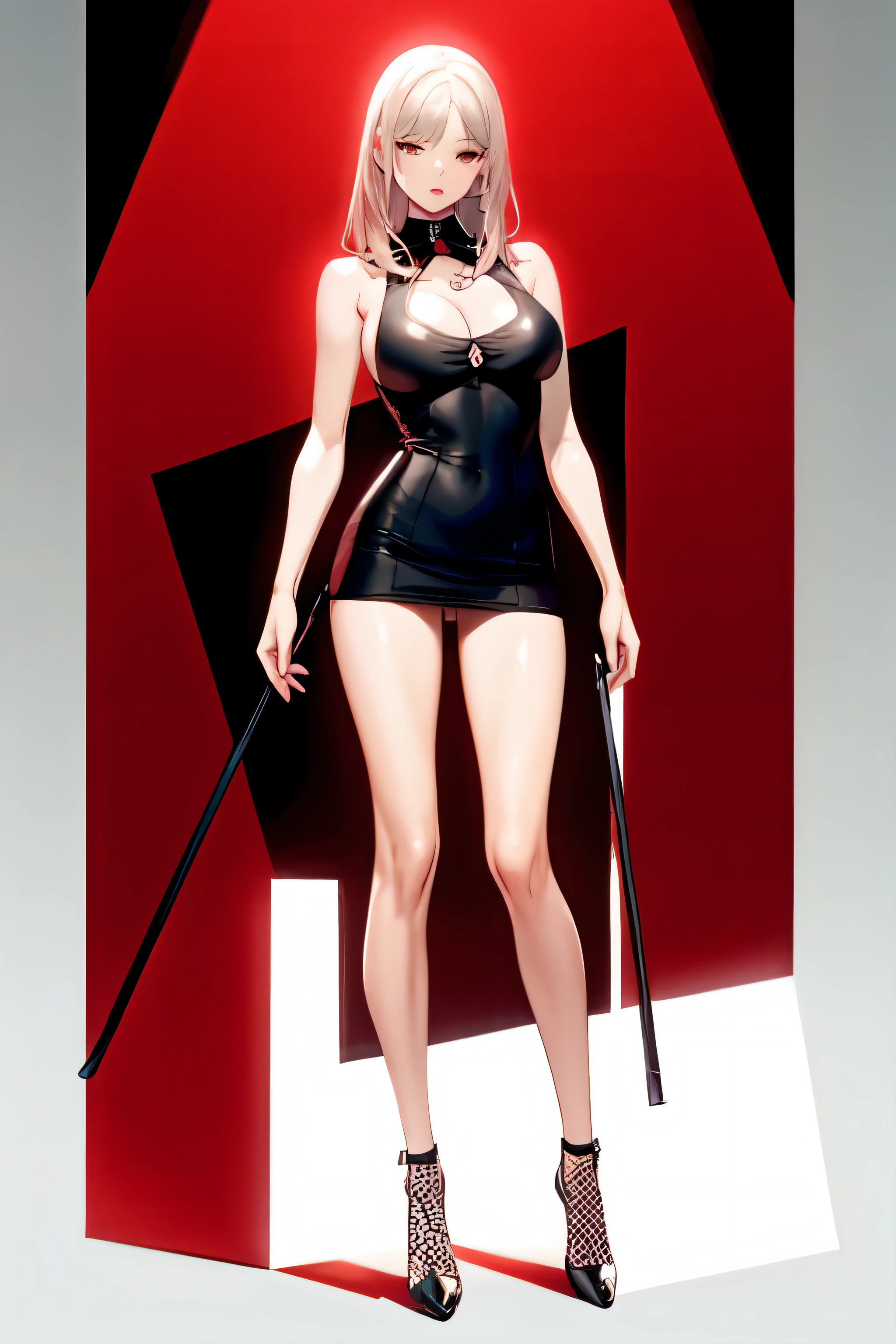 perfect face, Upper body, front, graphic illustration style playful cool girl, figure standing, standing pose, conceptual elegance, beautiful legs