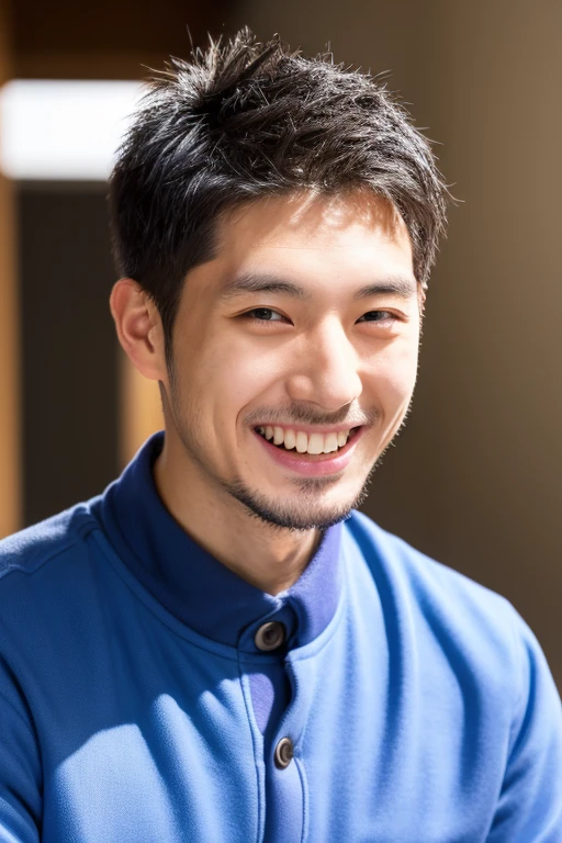 male 26age ID photo straight Japanese HIPHOP stubble Maruboshi dark skin laughing Handsome guy