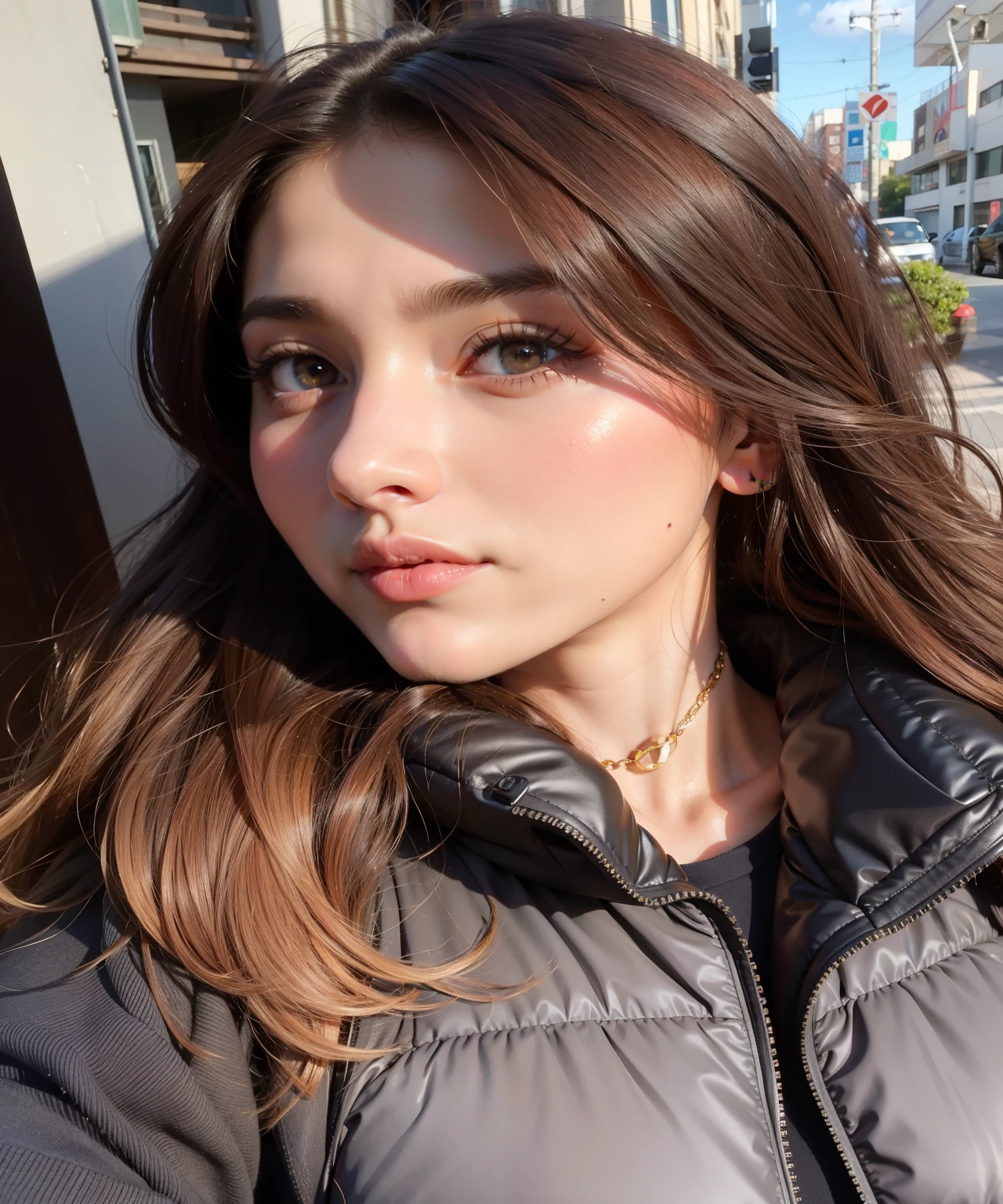 arafed woman with long brown hair and a black jacket, 30 year old french woman, sin maquillaje, selfie de una mujer joven, julia sarda, brown hair and big eyes, cristina kritkou, pelo negro y ojos grandes, emma de aspecto italiano, valentina remover, violeta myers, fernanda suarez, anastasia ovchinnikova