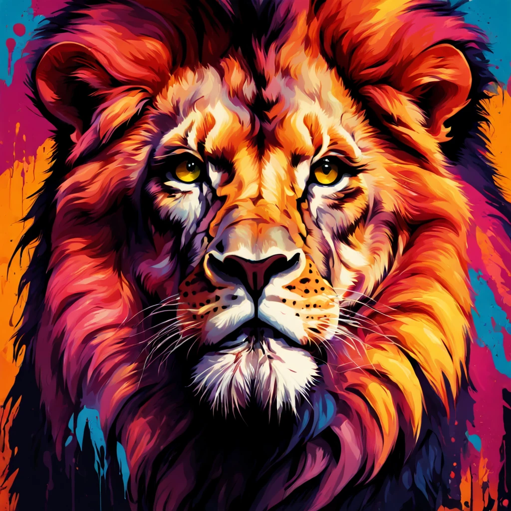 Scarface Lion in vibrant art style