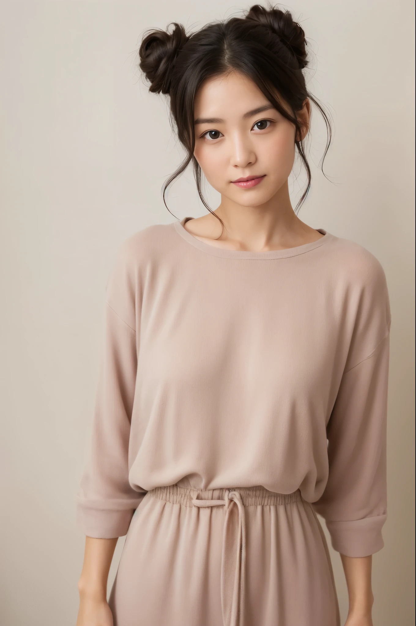 Female in her 30s、A bun, Face without makeup, Silky white skin, Shopping