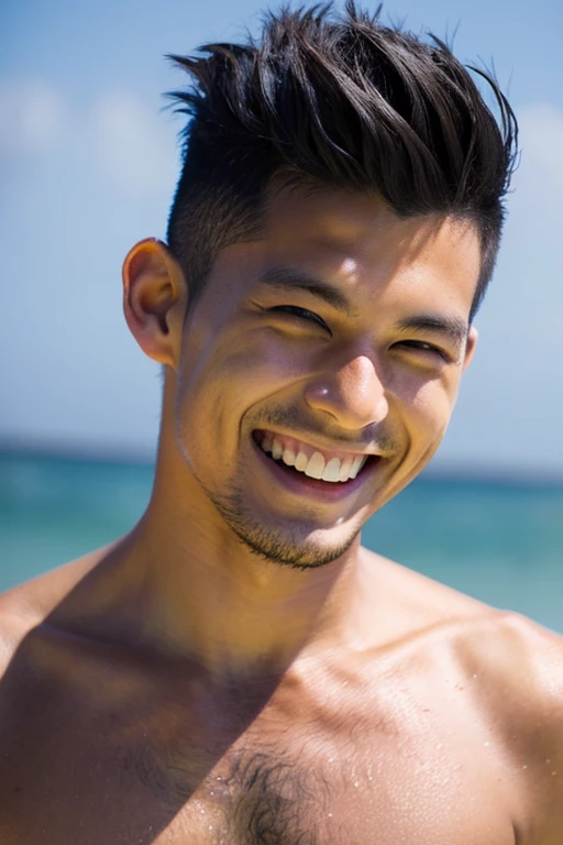 male Age 24 Lifesaver swimwear smiling hawaii at night