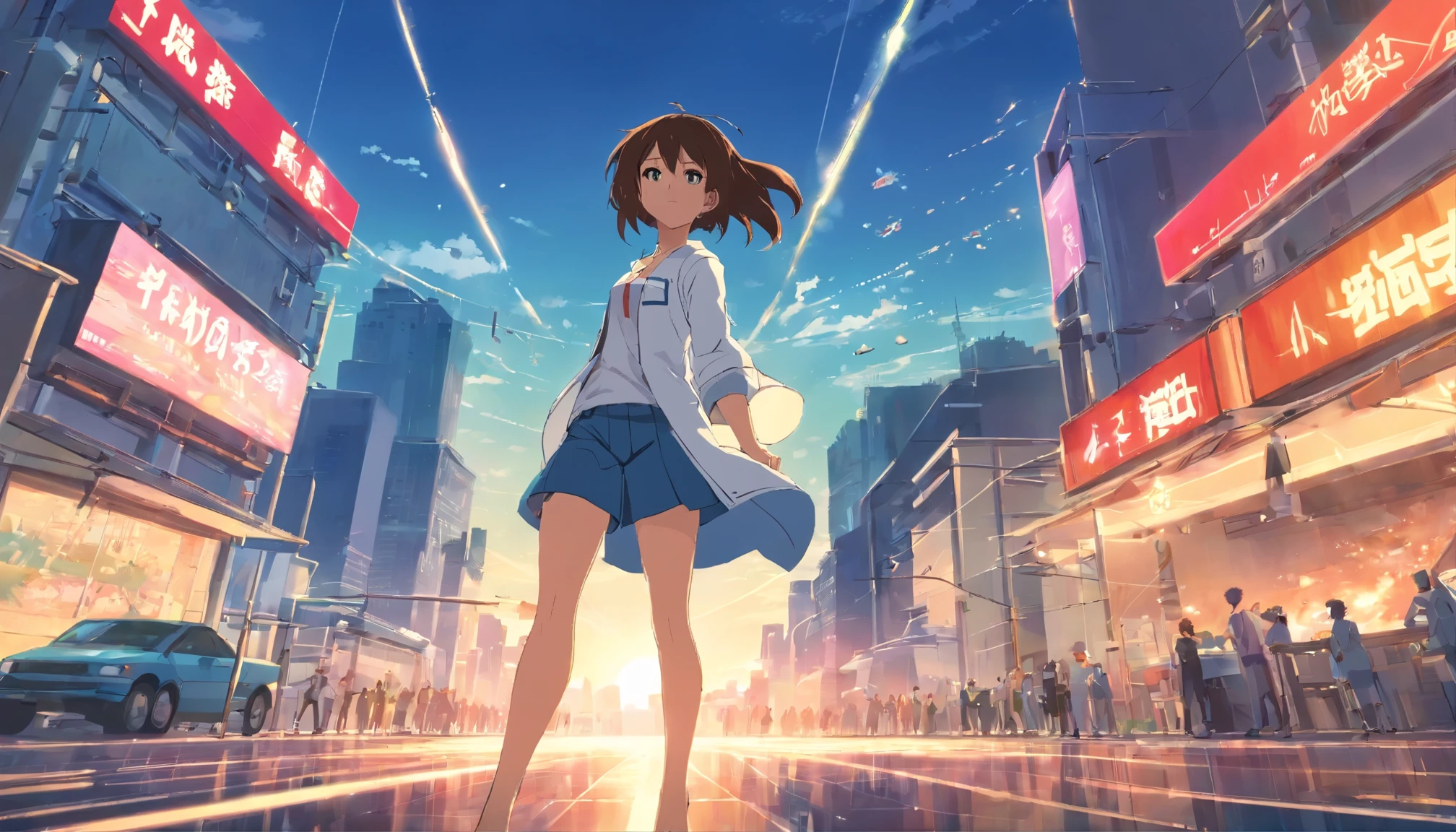 In a world where technology reigns supreme, a human girl in a scientist costume stands out as a symbol of resistance. With her fists raised and a fierce expression on her face, she fights against a swarm of AI robots, her every move calculated and precise. The sun shines down on her, highlighting the sweat and tears on her face as she protects a precious gem from the clutches of evil. Despite the danger, she remains hot and sexy, a true hero in every sense of the word.