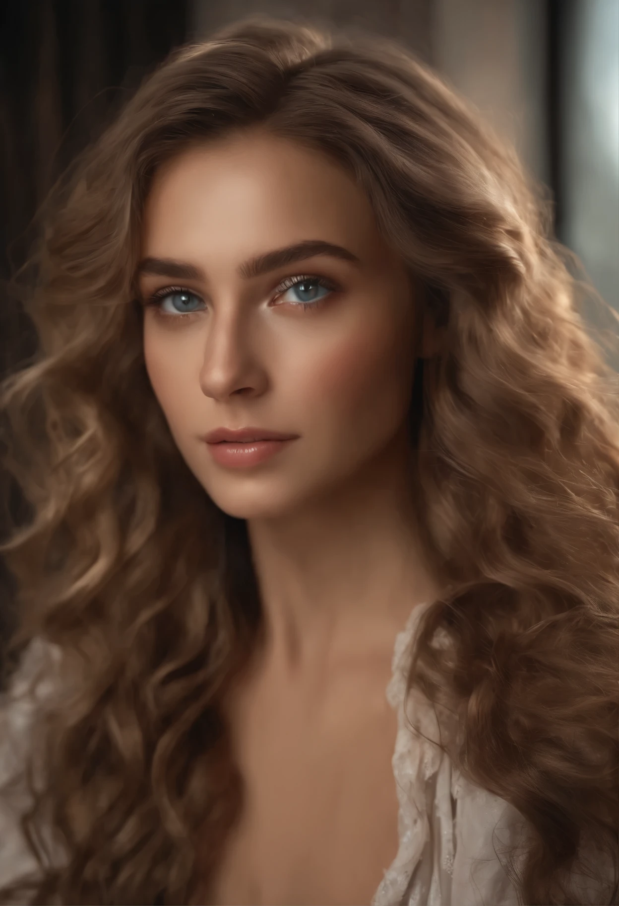 (realistic, photo-realistic:1.37),(8k, RAW photo, best quality, masterpiece:1.2), cute, ultra-detailed,heart-shaped pupils,physically-based rendering, ultra high res, kodakvision color, shot on Arricam LT Camera, bokeh, sharp focus,
looking at viewer,photorealistic,realistic, solo, photorealistic, best quality,extremely detailed face,extremely detailed eyes and face, beautiful detailed eyes,absurdres, incredibly absurdres,haunting smile,Messy hair, floating hair, ,
