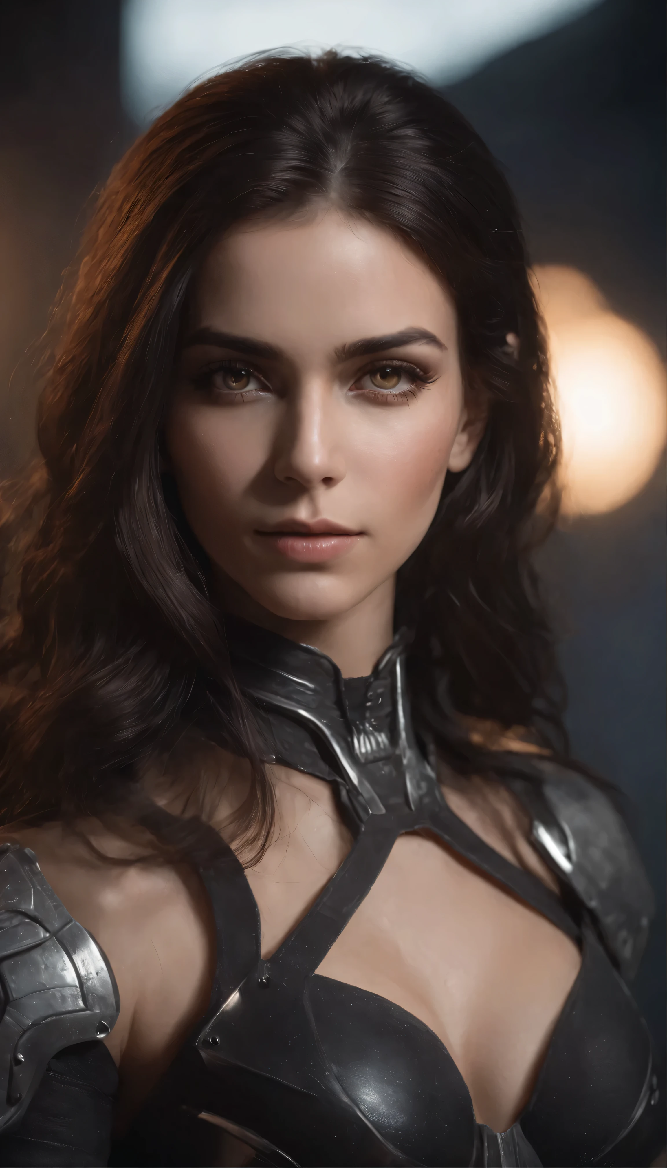 Beautiful cyborg warrior woman in rusty magic style, aumento cyberpunk, Cyber Software, ciborgue, fibras de carbono, cromar, Implantes, metal skull, Cyber Plate Armadura, (atmosfera escura:1.2), (nevoeiro & smoke billowing), (It's dark night:1.3), As cicatrizes, (medium length shaggy dark hair:1.1), (sombras para os olhos:1.1), (brilho lindamente detalhado:1.2), (Cinematic lighting), detalhes intrincados, A high resolution, olhos arredondados, detailed facial features, foco nítido, liso, aesthetic, Fundo escuro detalhado da planta industrial, pose estilosa, dynamicposes, (dramapaint)