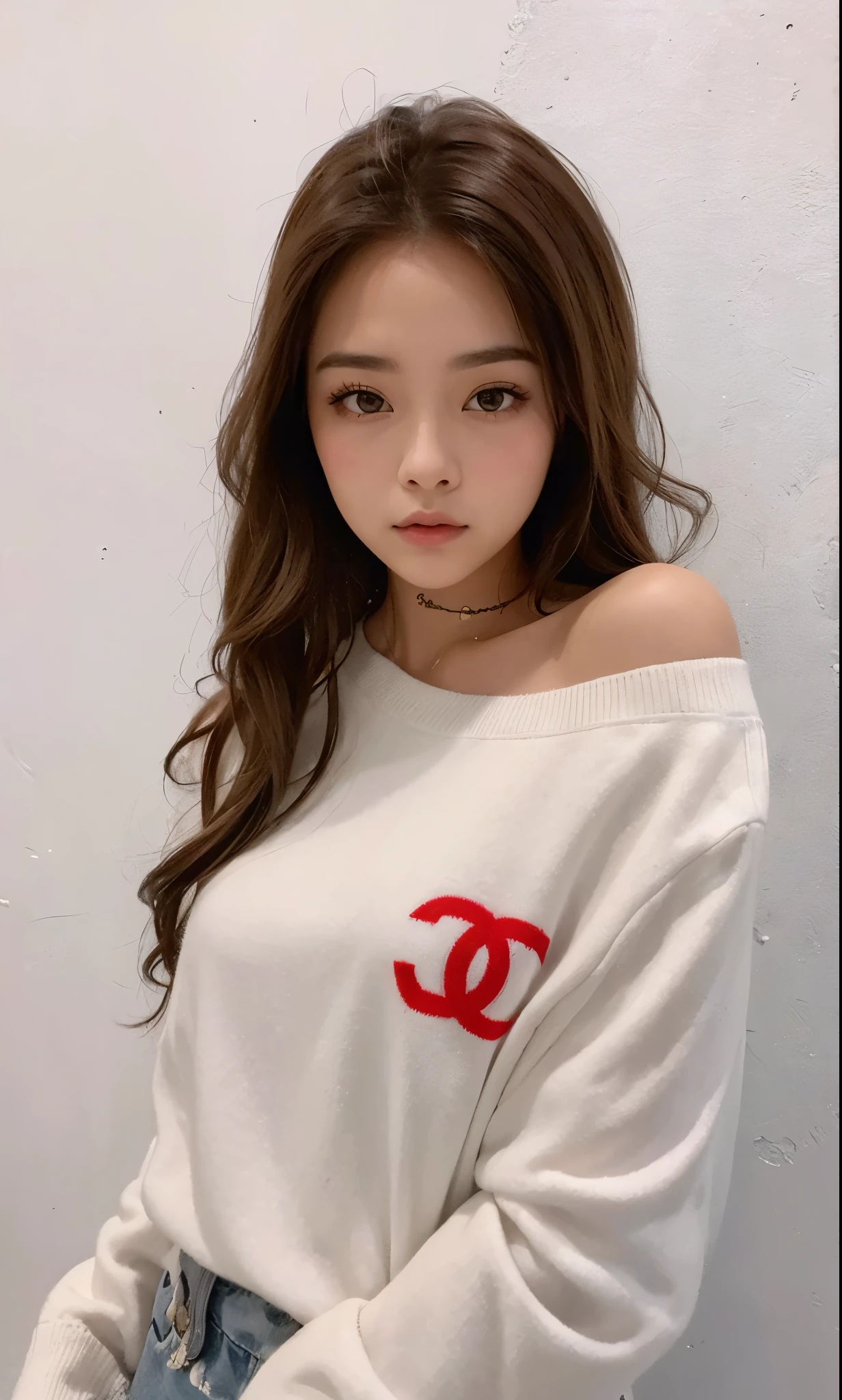high resolution, of the highest quality, super detail, (cara detallada), (ojos detallados) En un lugar, the best resolution, alta calidad, bonita calidad de imagen, chica bonita, Lalisa Manoban, Ulzzang, maquillaje coreano popular, chica bonita coreana, tierna chica de ojos grandes, chica surcoreana, cara redonda y linda, girl in a white sweater, cabello largo y bonito, la mejor resolucion,