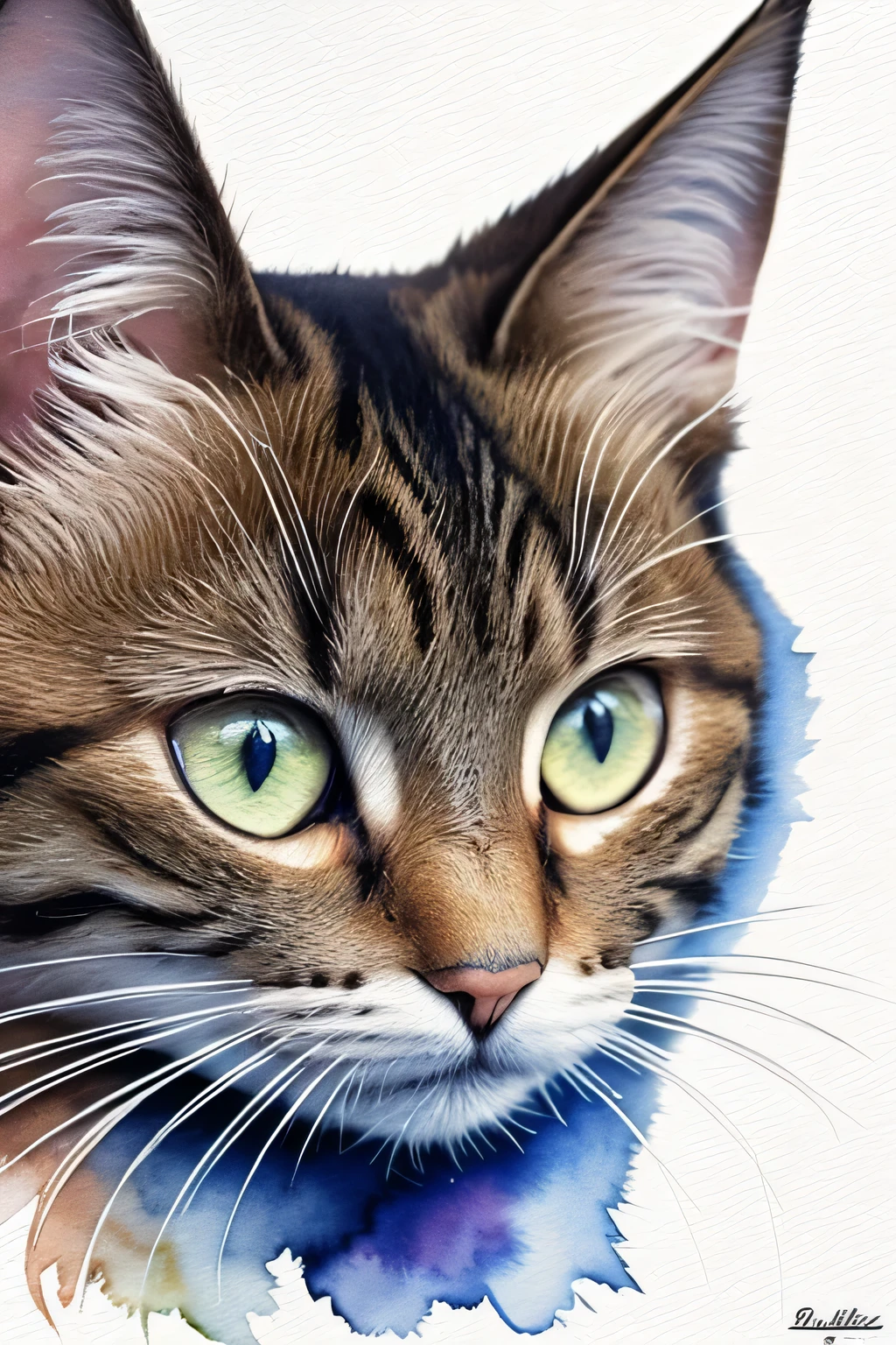 Color Style, digital art of (Cat character), official art, front, smile, masterpiece, beautiful, ((watercolor)), face painting, Ink splash, intricate details. very fine eyes, [drip:0.5], art station trends, Rachel Walker, (zentangle, mandala, tangle, entangle:0.6), (fractal art), 混沌の最もbeautiful形, Brutal design, masterpiece, 最high quality, high quality, High resolution,