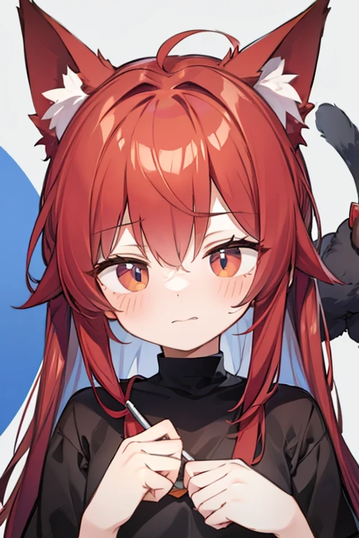 Red hair　blue hair　Cat ear