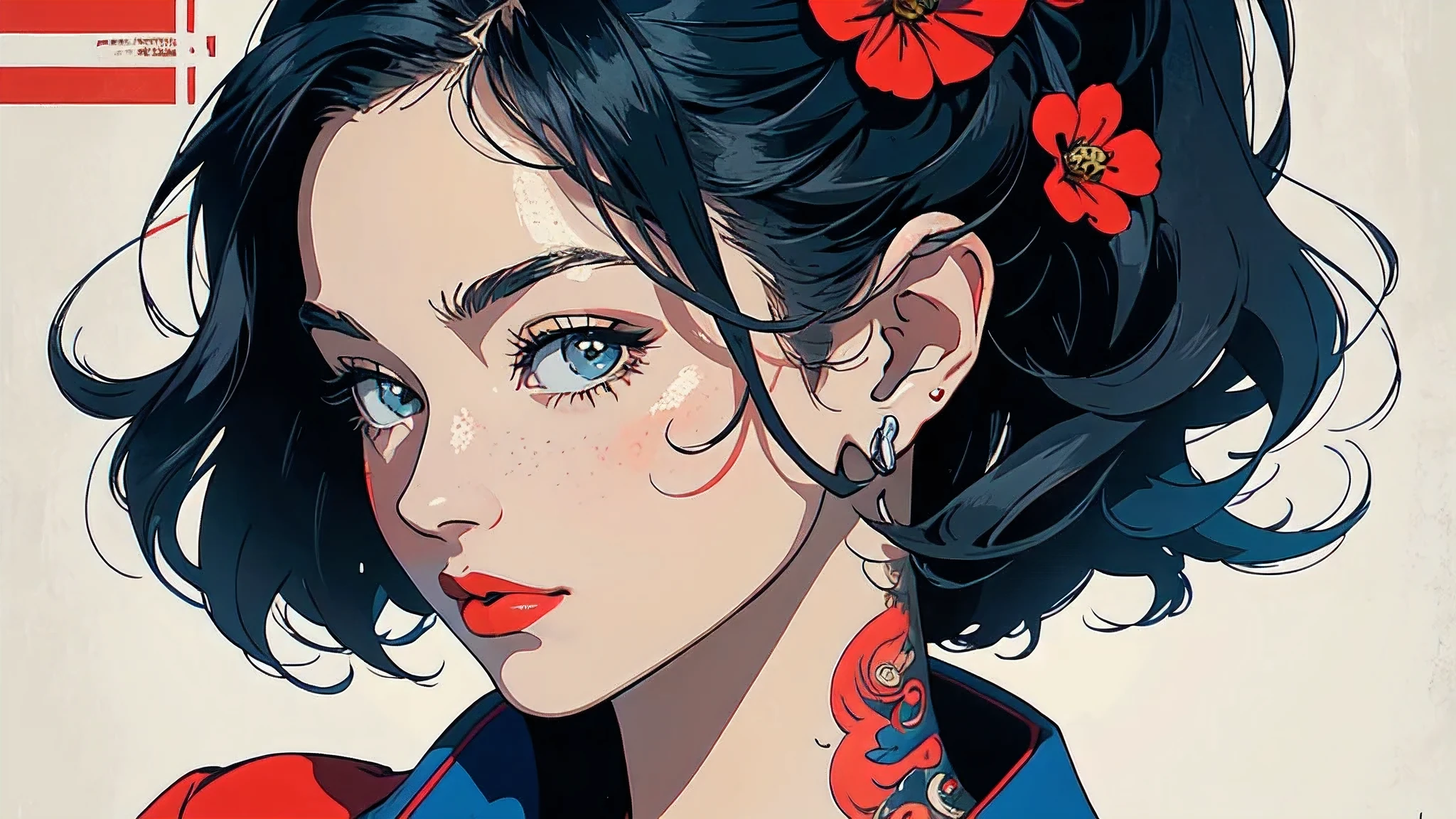 (Masterpiece, Best Quality),poster,abstract,movie poster,vintage,perfect lady,retro,anime,simple,retro,(((perfect one woman))),((background_complicate)),tattoo