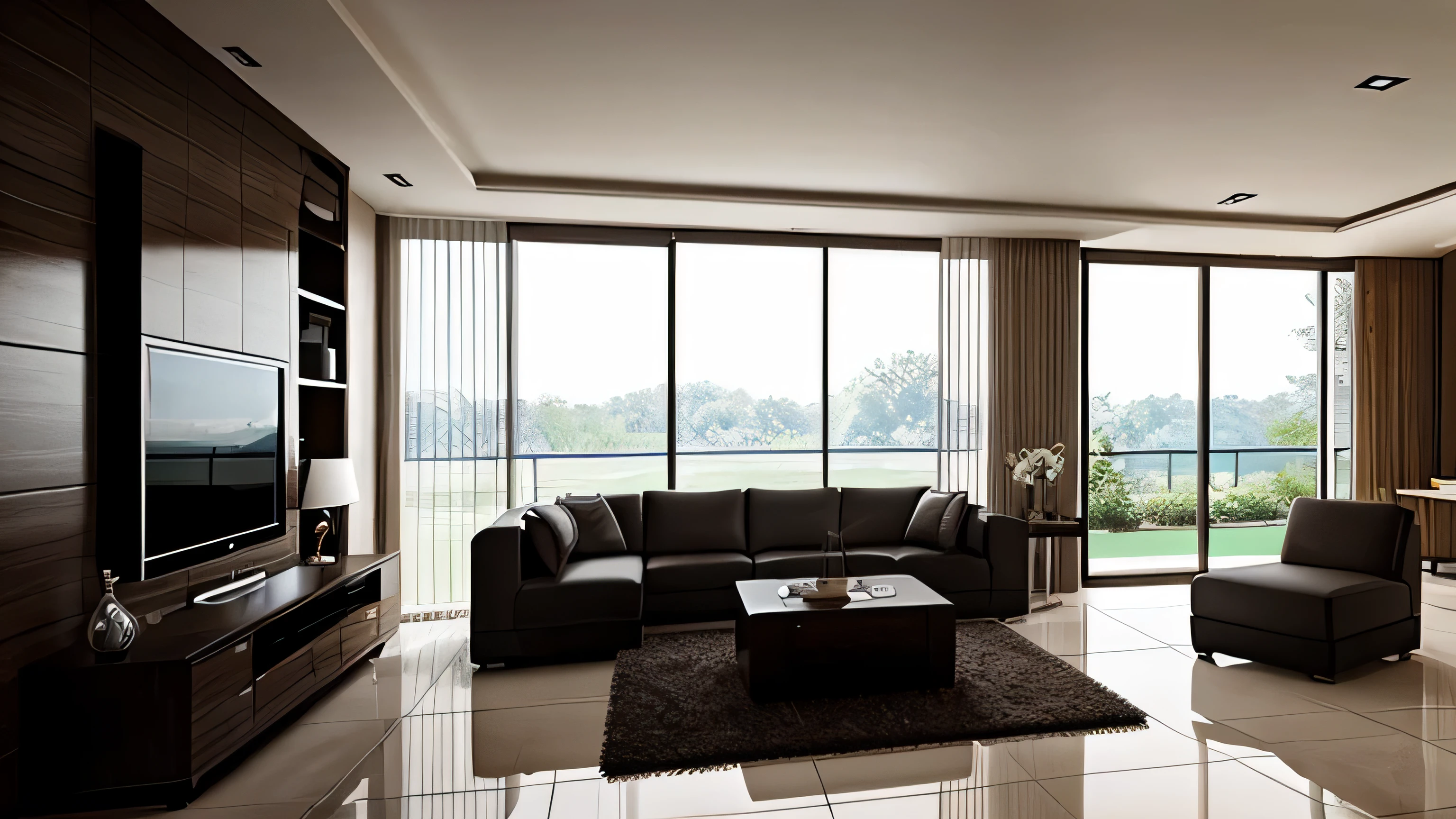 In the stillness of the night, an award-winning architectural render unfolds before you, showcasing a minimalist house bathed in moonlight. The contemporary and ultra-modern residence is a harmonious blend of sleek lines, large floor tiles, and wall tiles, reflecting the overall architectural design with its high-quality rendering and interdimensional floor plan. As you approach the architectural visualization, a sense of professionalism encapsulates you. The modern house, with its large floor tile and glass walls, seems to merge seamlessly with the surroundings, illuminated by the soft glow emanating from the rooms within. Observe the realistic view of the living room, where a single perspective