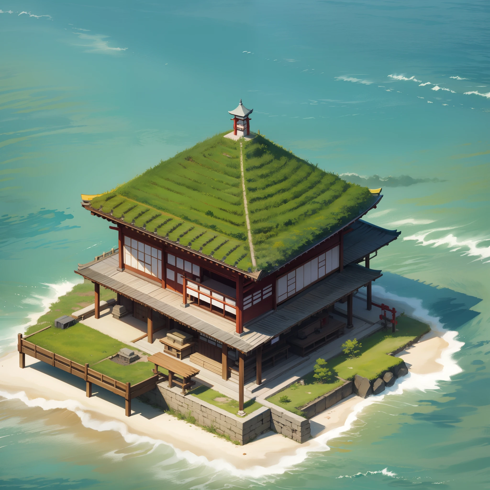 3d isometric view of a japanese,