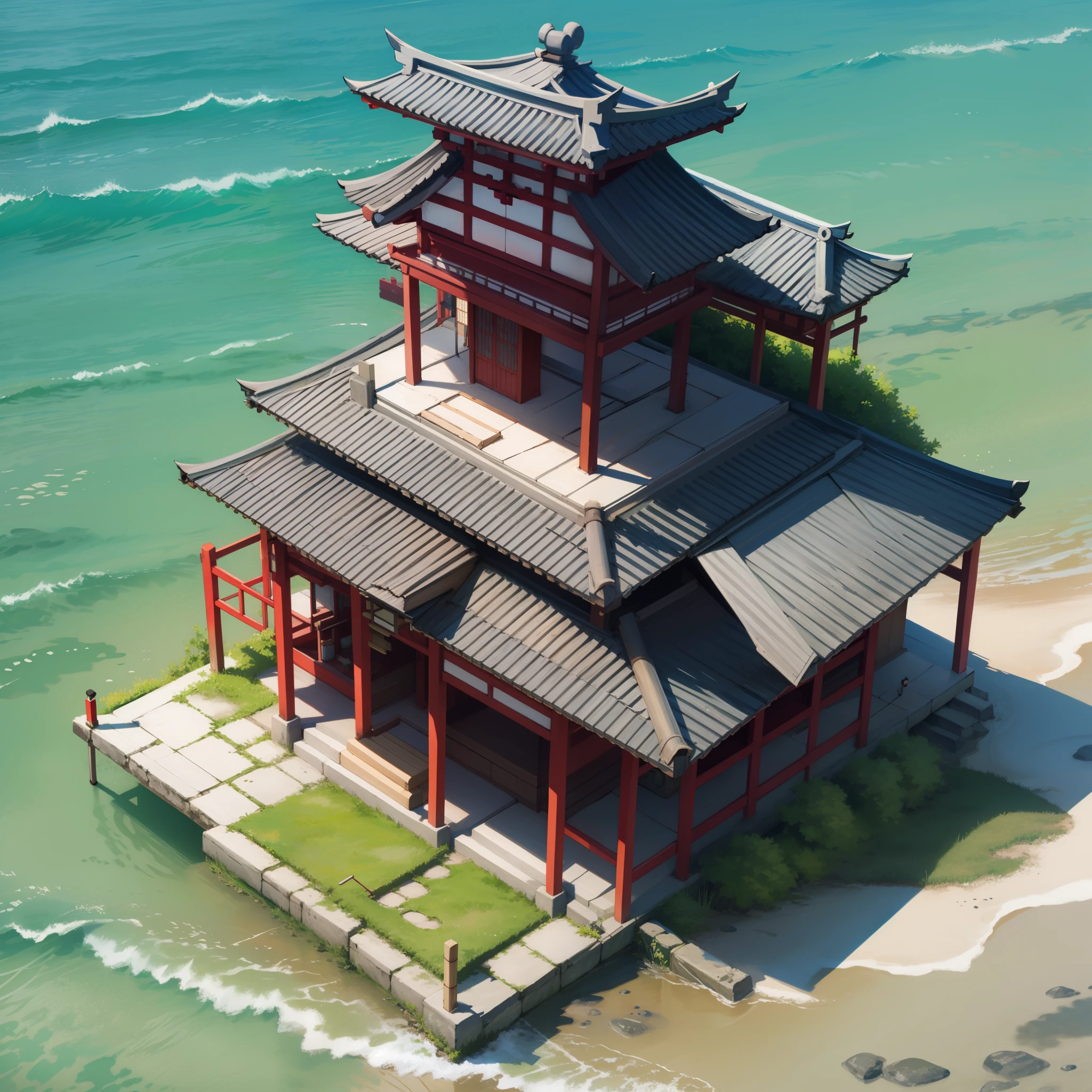 3d isometric view of a japanese,