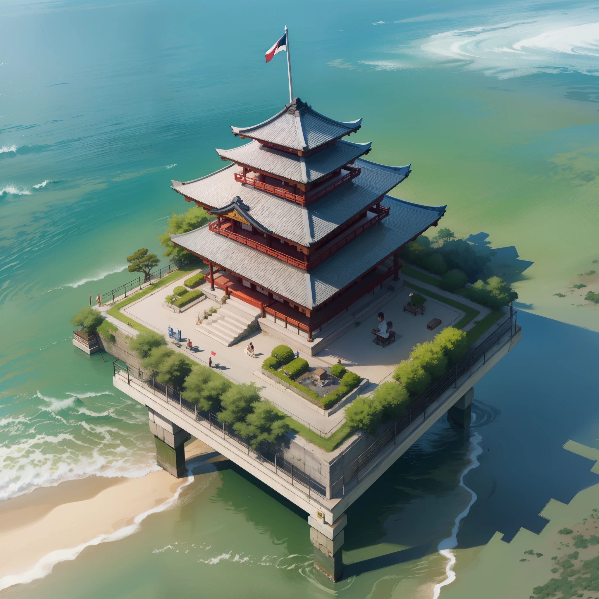 3d isometric view of a japanese,