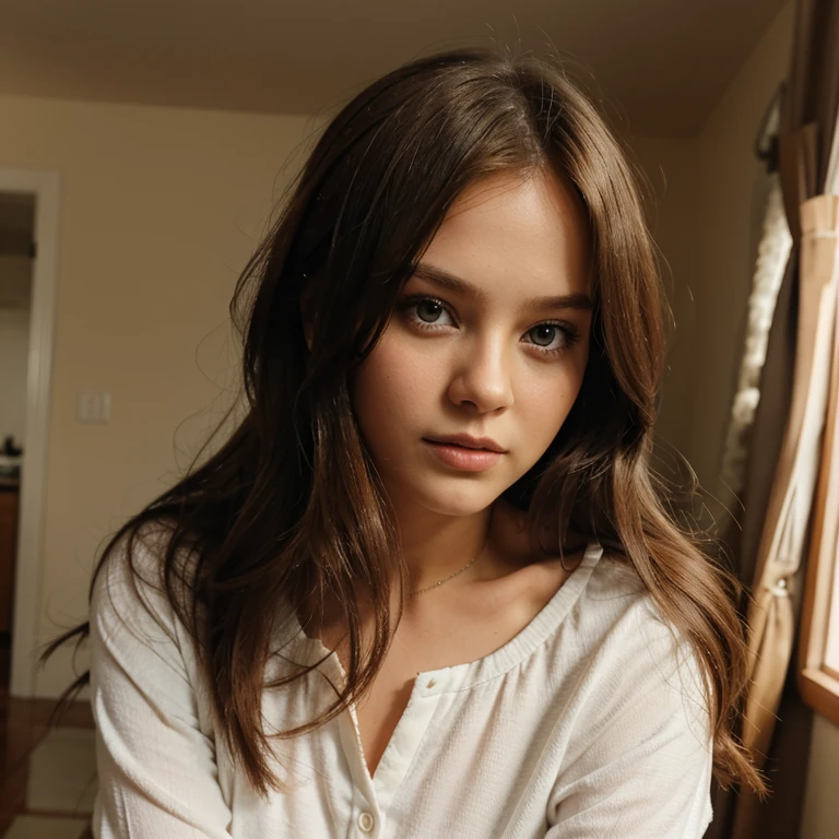 Beautiful girl with brown hair she’s 12 