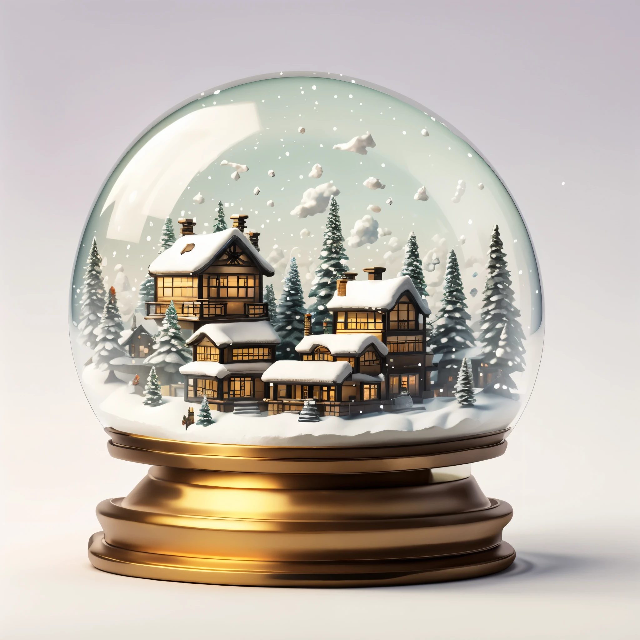 3D isometric view of japanese, snow globe,