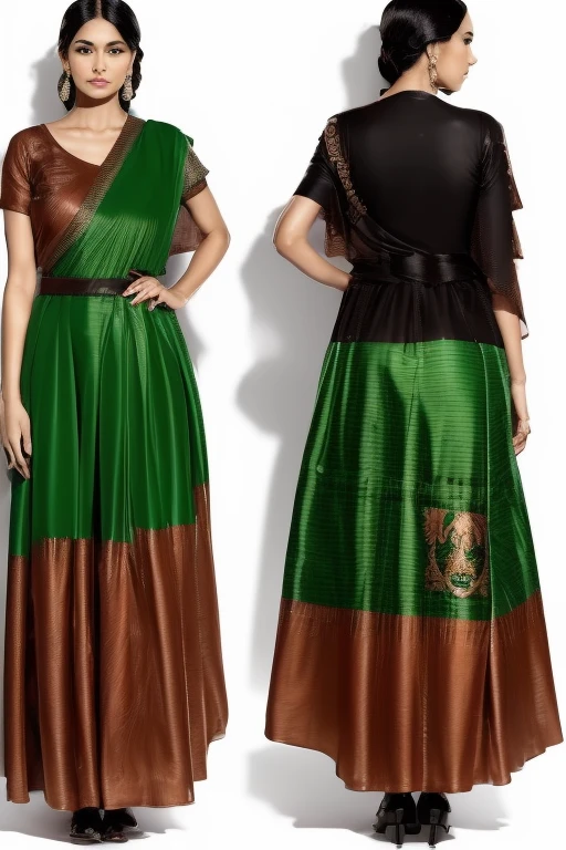Female, 1920s brown skirt, tan jacket, red scarf, dress, 5 foot 5 inches tall, slim body build, waist-length wavy brunette black hair, EYES bright green, 28 age, ethnicity Indian, ethnicity Middle Eastern.