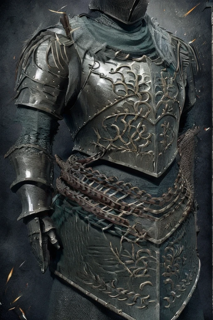 Generates a detailed and realistic description of the Faraam Armor from Dark Souls II. Be sure to include distinctive items such as the breastplate, gauntlets, legguards, and boots. Pay special attention to ornate details and design that reflects nobility and strength. Adds information about the armor's association with the Knights of Drangleic and their leader, Faraam. Consider including relevant statistics, such as physical protection and weight. The game's setting can also be mentioned, highlighting the armor's connection to the history of the world of Dark Souls II.