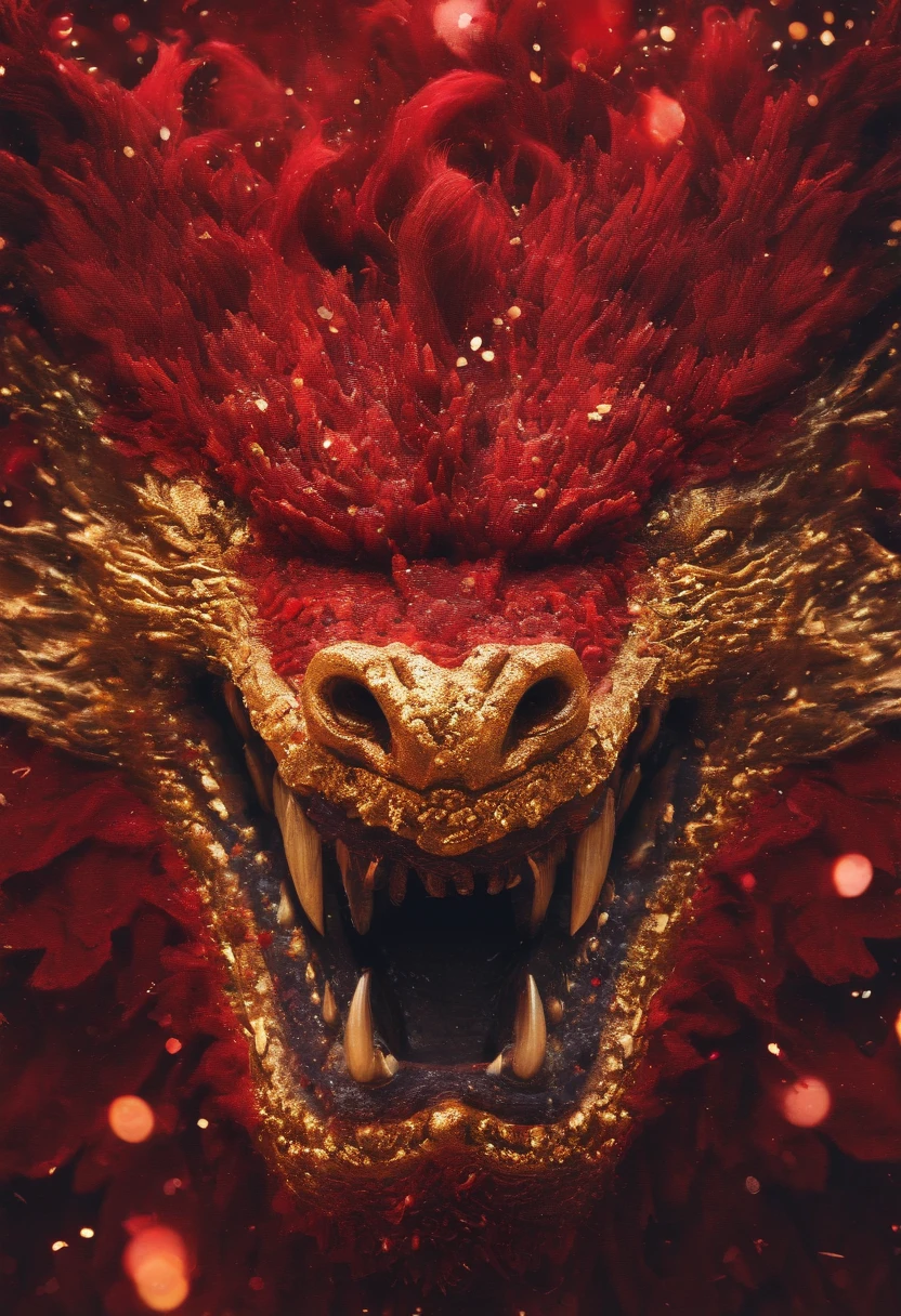 (Boutique,4k,8k,masterpiece:1.2),Super fine,Chinese dragon,hairy body,Funny expressions,Red and gold confetti flying in the air,gold coin shower,A strong festive atmosphere,symmetry