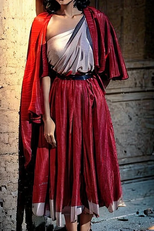 Female, purple, orange, pink, 1920s brown skirt, tan jacket, red scarf, dress, 5 foot 5 inches tall, slim body build, waist-length wavy brunette black hair, EYES bright green, 28 age, ethnicity Indian, ethnicity Middle Eastern.