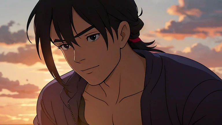 Sasuke Uchiha, Naruto: Shippuden, Miyazaki, Cabelo longo, Braided hair, barba, braided barba, long barba, muscular physique, mark of the curse, formidable presence, sem camisa