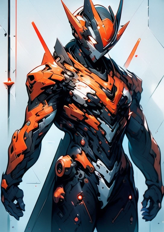 ultraman，non-human，biosensing，Pitch-black body，bright red lines like blood vessels，A blue gemstone embedded in the chest，like a vertical eye，sharp corners