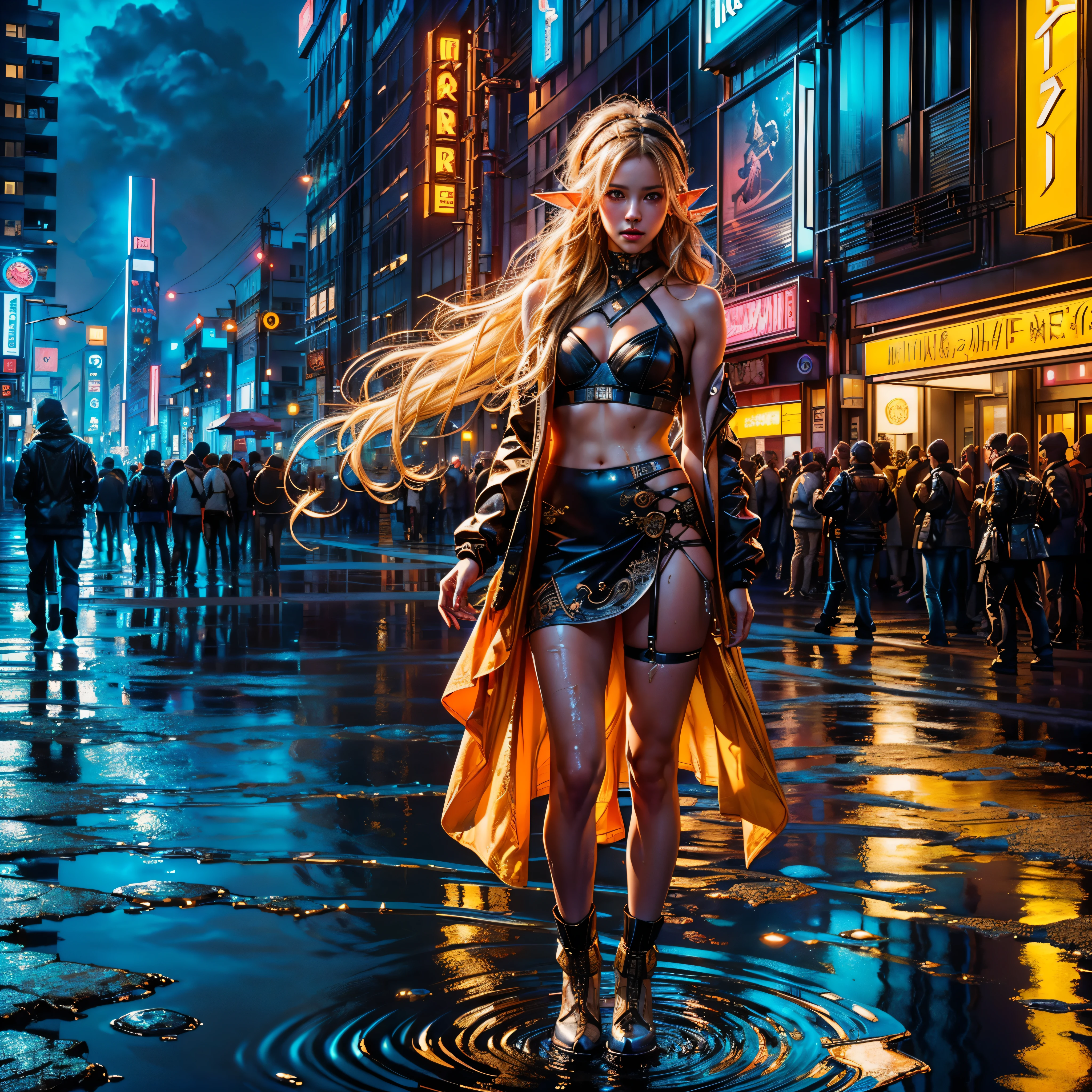 Deedlit cute little Elf ,(((little ,small tiny body,))),(((6 years old))),((little Elf with extremely cute and beautiful blonde hair)),(((Elf girl,anthro furry cute,Elf-girl))),(((Elf ears,Elf ears on head,big Elf ears))), (((flat chest))),(((blonde hair:1.35,messy blonde hair,colored inner hair,ear breathing,))),((heterochromia:1.5,eye1 yellow,eye2 orange,perfect eyes,upturned eyes:1.3,beautiful detailed eyes,finely detailed beautiful eyes:1,big highlight on eyes:1.2,slanted eyes)),(((lustrous skin:1.5,bright skin: 1.5,skin tanned,shiny skin,very shiny skin,shiny body,plastic glitter skin,exaggerated shiny skin,illuminated skin,wet legs))),(delicate detailed fingers,detailed body,detailed arms,human hands,(detailed face)), cute,slutty,,erotic,(((nsfw))), zettai ryouiki,revealing clothing,show skin,((rave shirt,neon shirt,rave mini-skirt,visible thong straps)),(wearing a rave outfit:1.3,rave clothes,semi-naked,with little clothing),((wet clothes,detailed outfit,detailed clothes)), (dynamic pose:1.0),solo focus,embarrassed,(centered,scale to fit dimensions,Rule of thirds), ((((cyberpunk city by the ocean,neon signs,puddles)))),stormy sky,threatening sky,dark clouds,((synthwave background theme,detailed background : 1.25)),((((night,nice lighting decorations,detailed architecture)))), (best quality,high resolution,sharp focus,ultra detailed,extremely detailed,extremely high quality artwork,(realistic,photorealistic:1.37),(extremely detailed CG),(very fine CG),((hyper super ultra detailed perfect piece)),flawless,(((masterpiece))),illustration,vibrant colors,(intricate),High contrast,Selective lighting,Double exposure,HDR (High Dynamic Range),Post-processing,Background blur,colors,(intricate),High contrast,Selective lighting,Double exposure,HDR (High Dynamic Range),Post-processing,Background blur, 3D rendering, varies multi etc. --v 6 --s 1000 --c 20 --q 20 --chaos 100