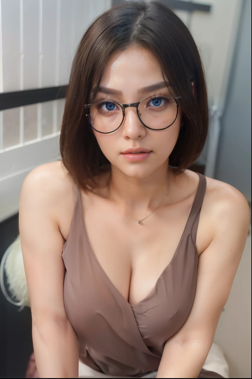 Beautiful big breastokeh), indoors, detailed luxury living room, gentle and charming beautiful goddess, Korean(kpop-idol), solo, necklace, oval face, double eyelids, smart, good hands, good feet, Natural, (from below angle), (glossy skin:1.05), ((low angle)), Perfect figure, (64k, UHD, RAW photo, best quality, masterpiece:1.4), (realistic, photo-realistic:1.37), ultra high res, photon mapping, radiosity, physically-based rendering, professional soft lighting, blue eyes