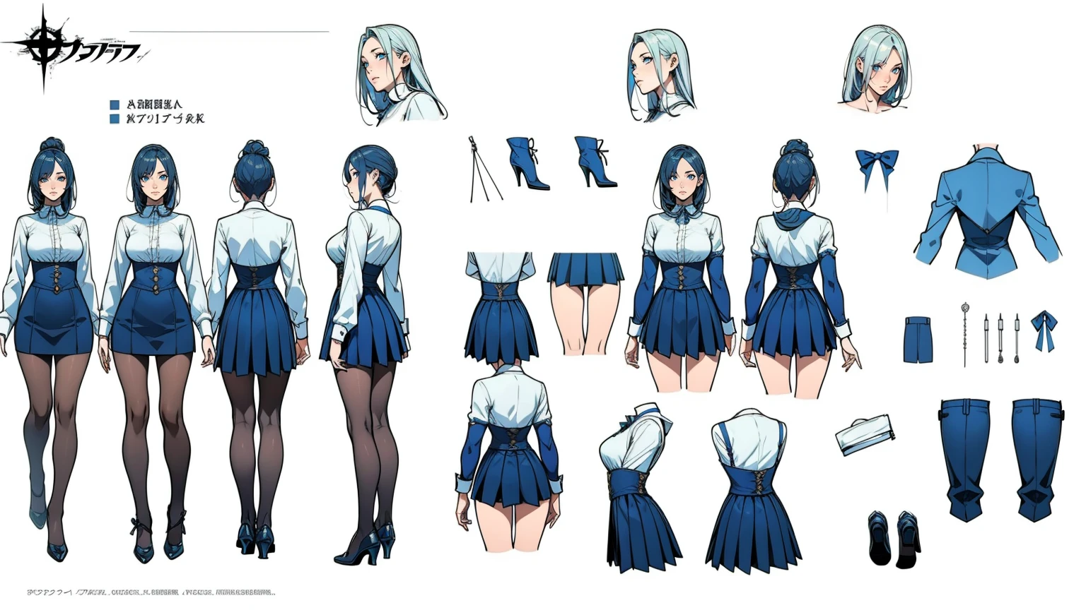 Female original character action reference sheet adoptable,