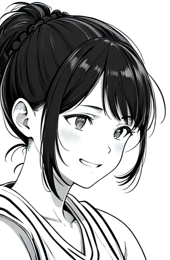 face close-up,looking down,dribbling a basketball,,smile,sportswear for basketball, adorable, japanese girl, Hair brown hair,Braid, hair scrunchie, (high color saturation:1.0), highest quality, ultra high resolution, Super detailed, 10K, RAW photo NSFW
