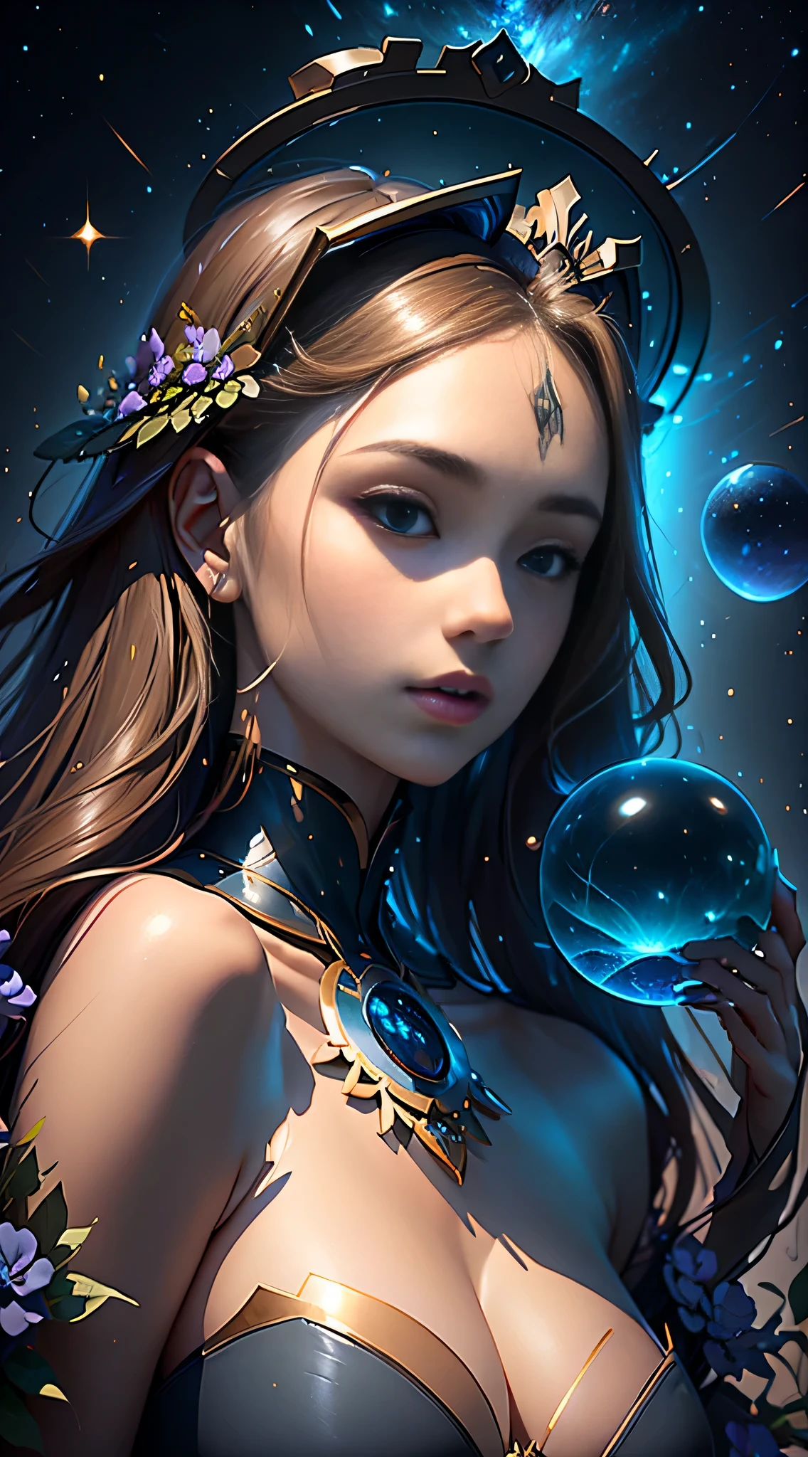 Human heads、beautiful face、detailed and perfect face、simple geometric shapes、square、circle、sphere、square、triangle、triangleの体、Luit、planar、Close-up cleavage、great installation style、realistic and imaginative、hang/hang、Consists of a multi-layered collage ，metal，highlight，Divergence，