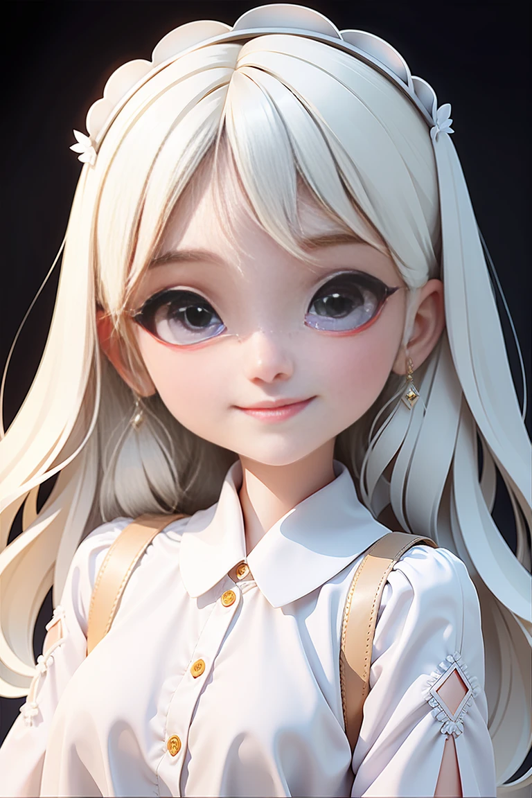 Alice Wonderland , mixed hair, was taken, modern accessories , Delicate and detailed eyes, Delicate and detailed smile, milky, Pelorescent, holographic, dark background