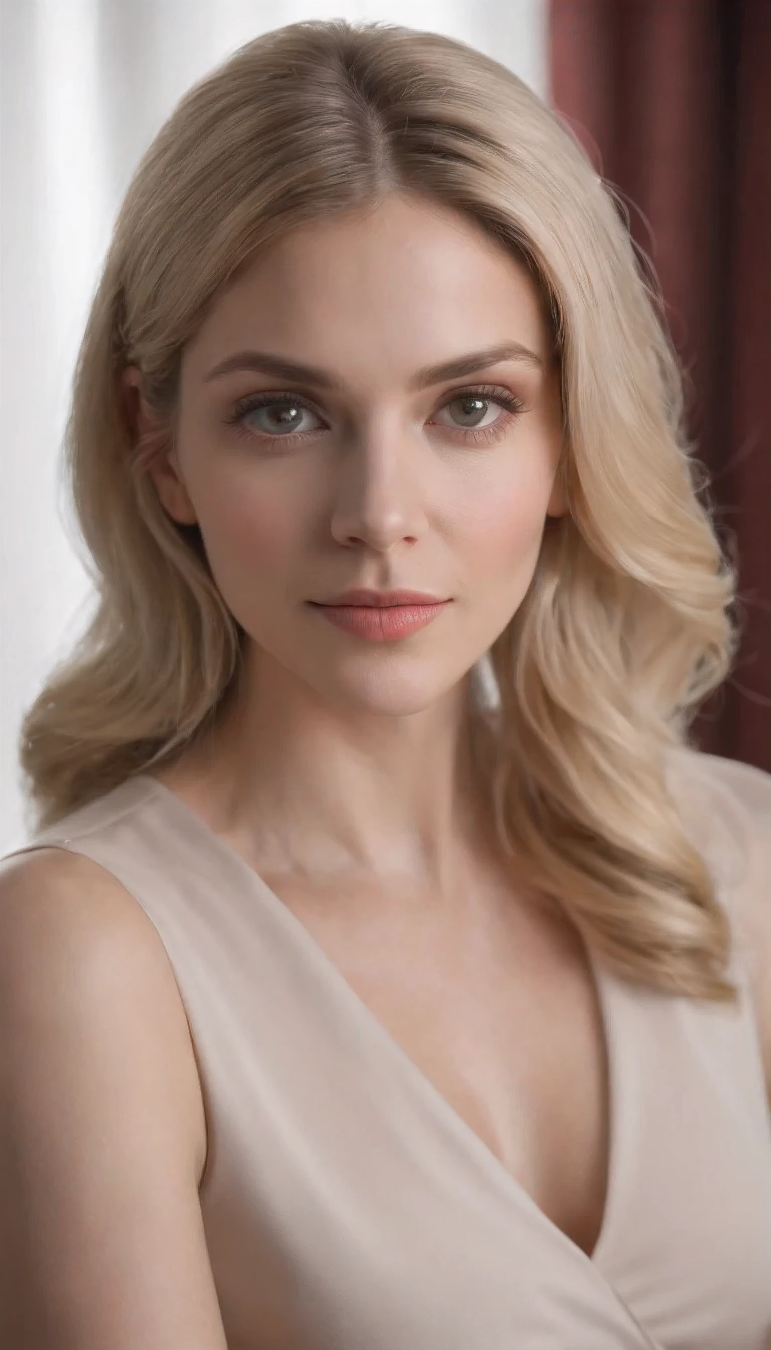 multiple sclerosis. Alafid sits at his desk,There was a lamp on the table,The light is still on, Erin Moriarty, portrait of Kim Wexler, Blonde hair and big eyes, Kim Wexler, annabeth chase, 70 mm portrait, cory chase, Erin Moriarty as scarlet witch, accompany cory chase, high quality portraits, 60 mm portrait, medium portrait,frontal portrait