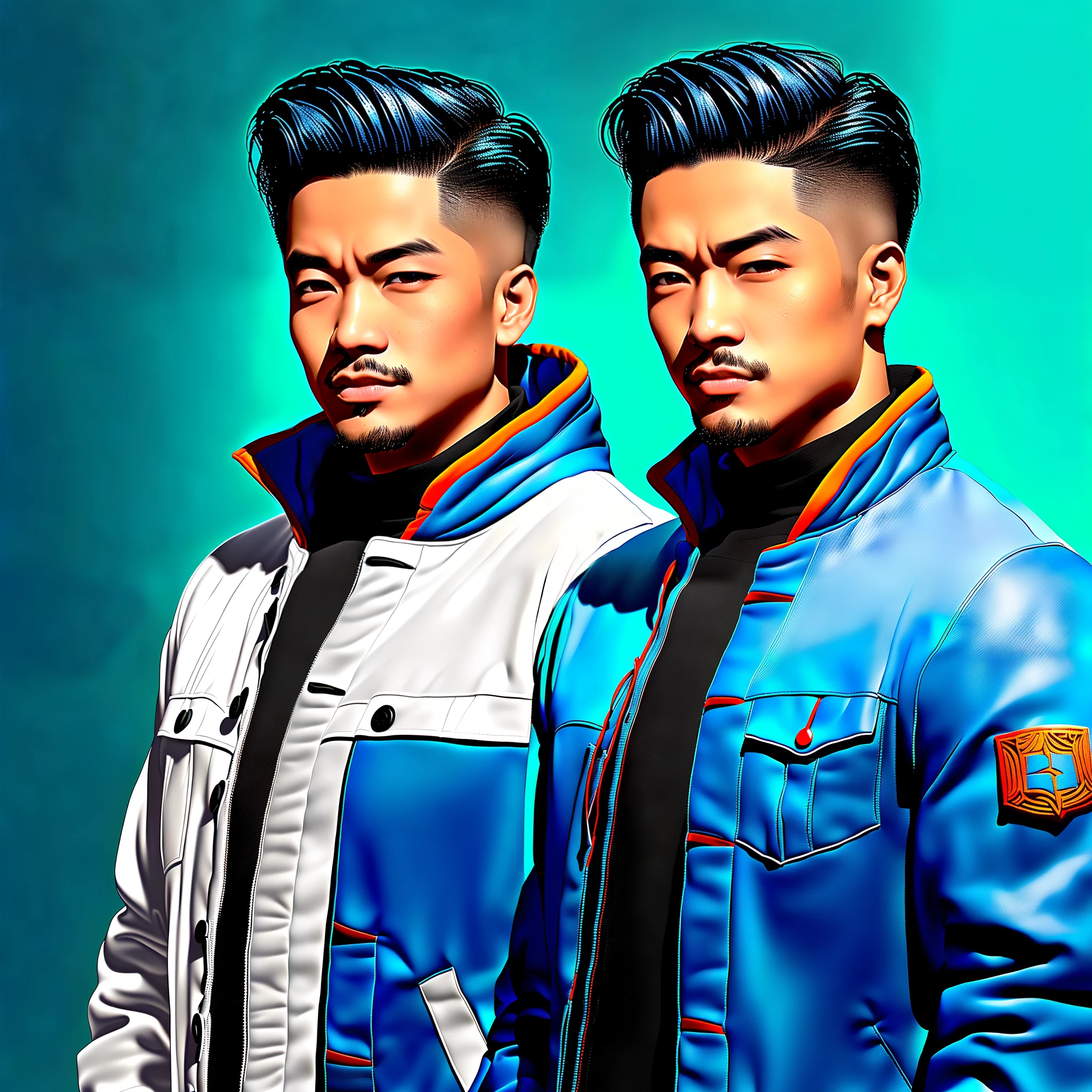 um close de um homem com uma jaqueta preta e uma jaqueta azul, Ross Tran e Bayard Wu, retrato de rossdraws, Estilo de arte G Liulian, Irreal 5. Retrato de RPG, ross tran 8k, Ross Draws 1. 0, Ross Draws 2. 0, pintura digital rossdraws, portrait of apex legends, stanley artgem lau, retrato da sociedade cg