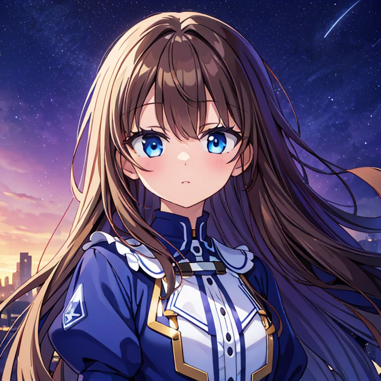 Galaxy Alice,alone,1 girl,permanent,long hair,Upper body,brown hair
