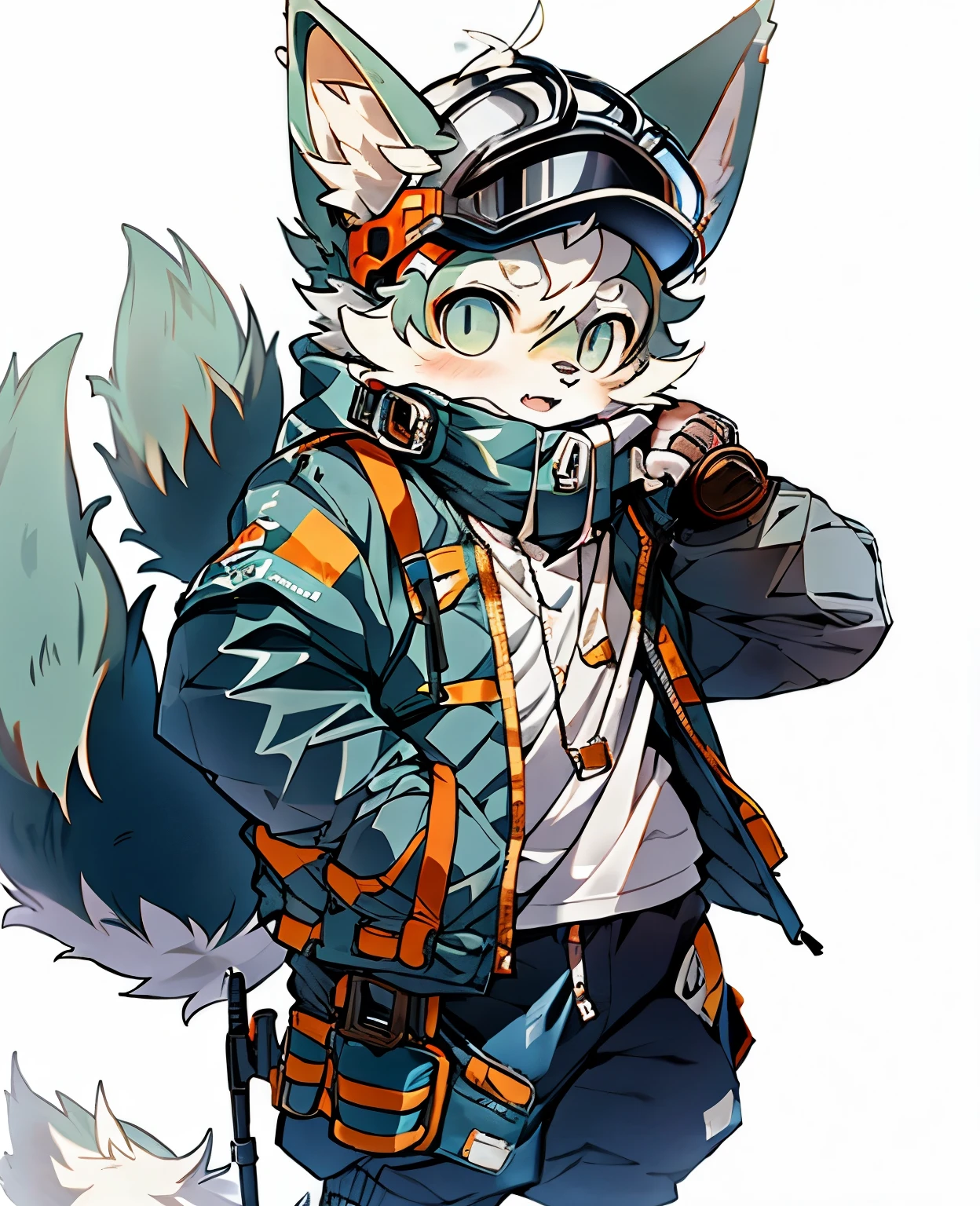 Anime style，Furry animals，helmet，architects