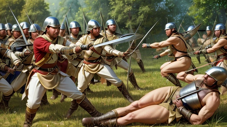 old battle (Killed) (stabbed with an arrow) Archers Battle between great armies and great armies (infantryman with sword)