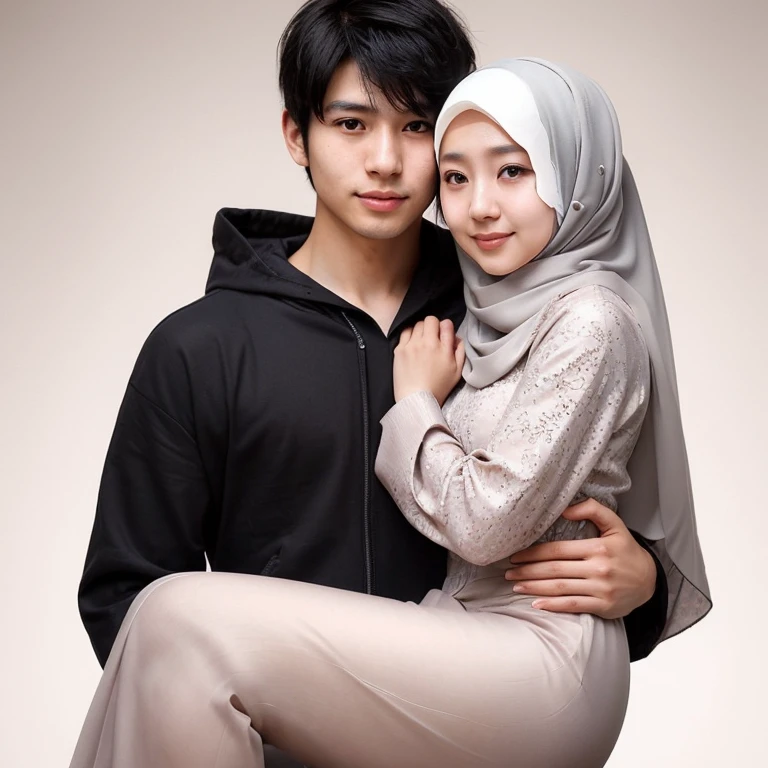 beautiful Japanese woman with hijab and boyfriend