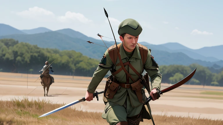 old battle (Killed) (stabbed with an arrow) Archers In combat (infantryman with sword) (cavalry fighting with sword)