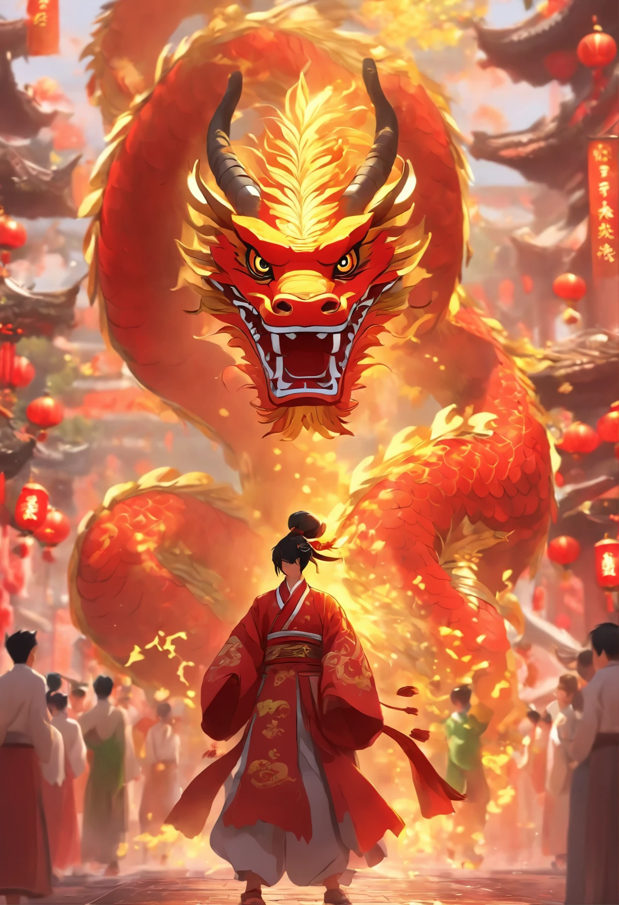 China-style，Guangzhou dragon dance，children，highly detailed surreal ，supene，ultra - detailed，high qulity，8K ，oc rendered，