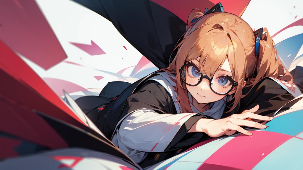 Cute otaku girl wearing glasses