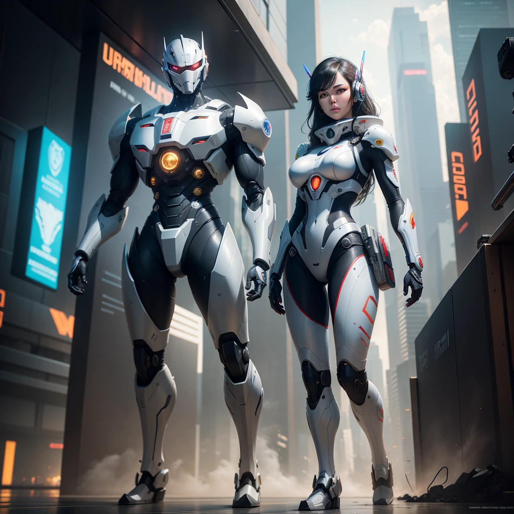 Robot butt, female, big butt, look back, pussy, tattoo on butt, pretty face, big lips, robot breast, robot face, thick thighs, squat, 1girl, orange eyes, 2legs