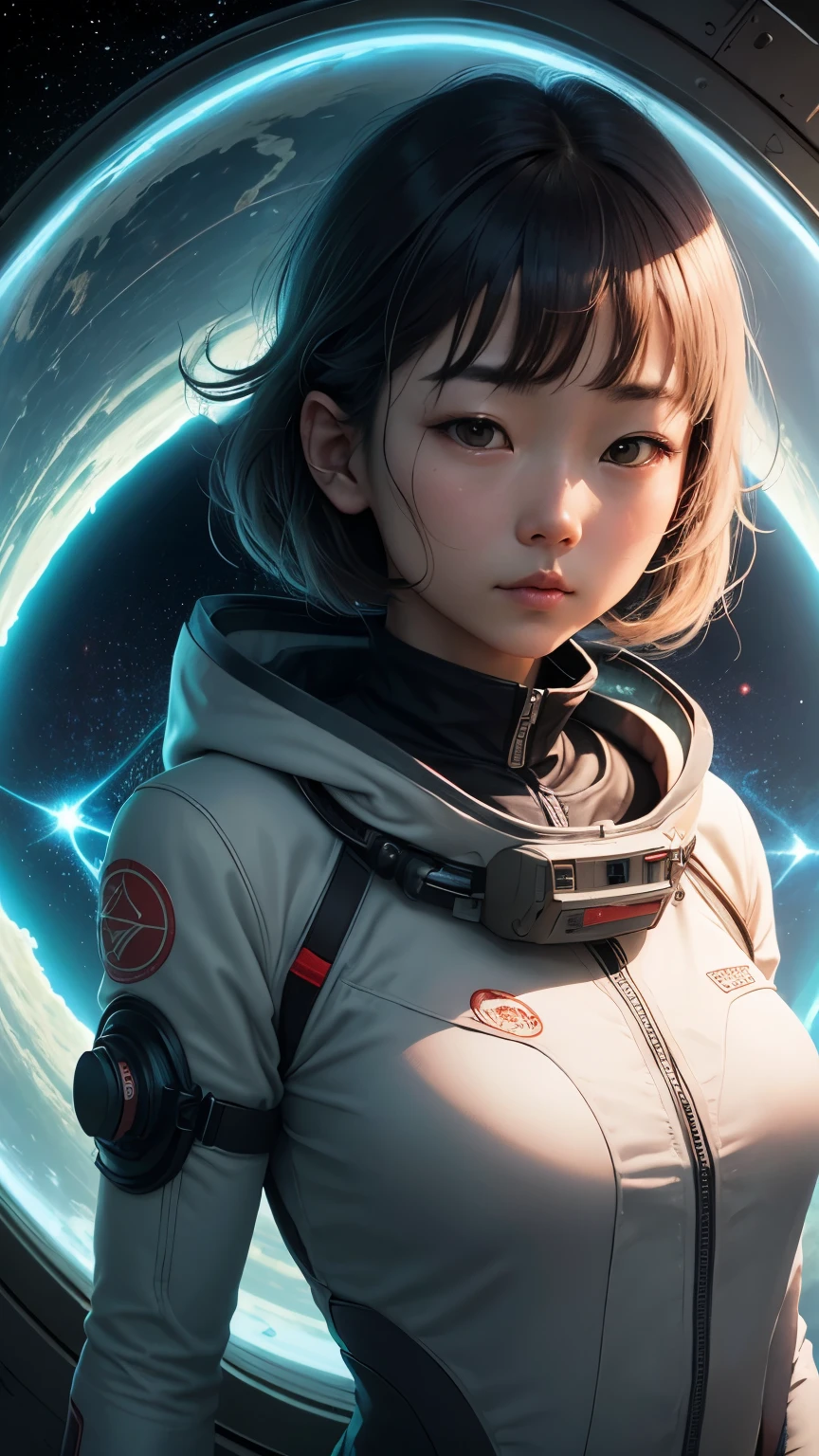 Katsuhiro Otomo, Zhe Titi, Mysterious, strange, surreal, bizarre, fantasy, Sci-fi, Japanese anime, rotating hydrodynamic system in a space colony, theory of relativity seen with the eyes, God is always in geometry, genius beautiful girl scientist, perfect voluminous body, detailed masterpiece