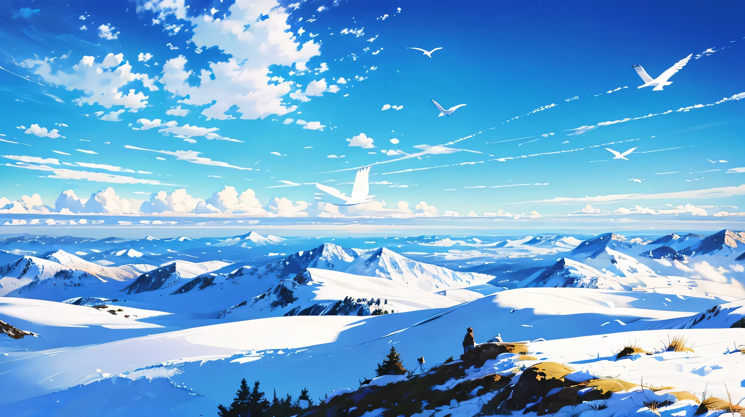 High resolution,High resolution,high quality,landscape,realistic,blue sky,white bird