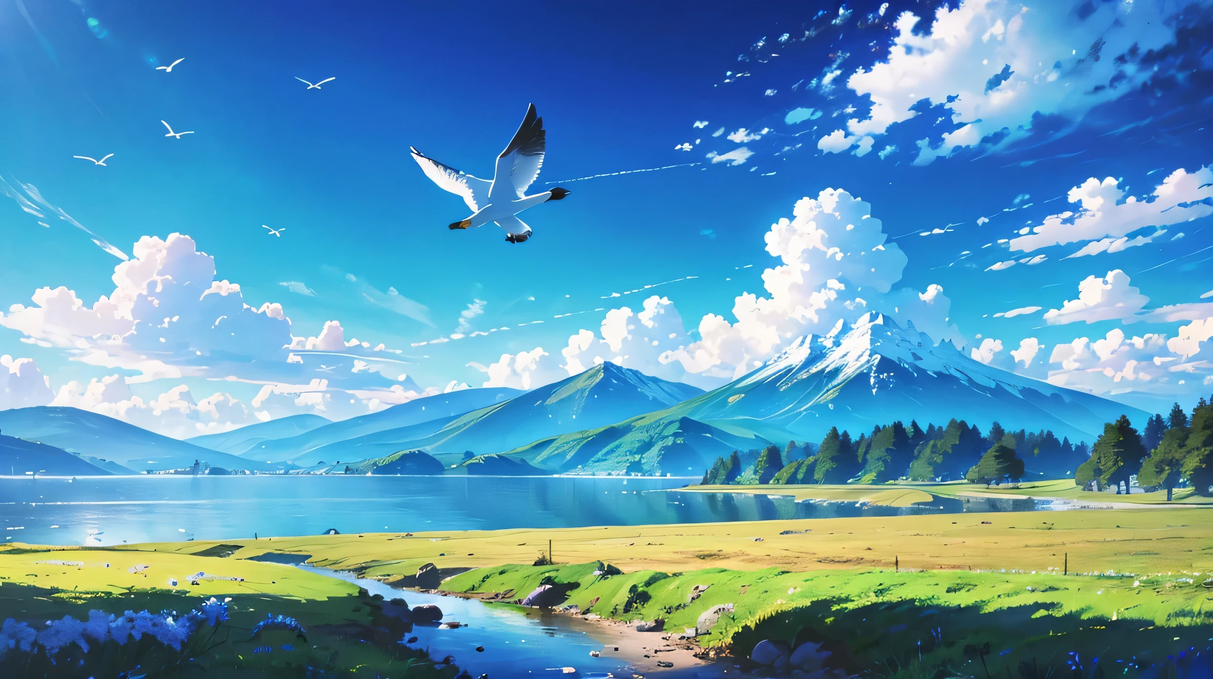 High resolution,High resolution,high quality,landscape,realistic,blue sky,white bird