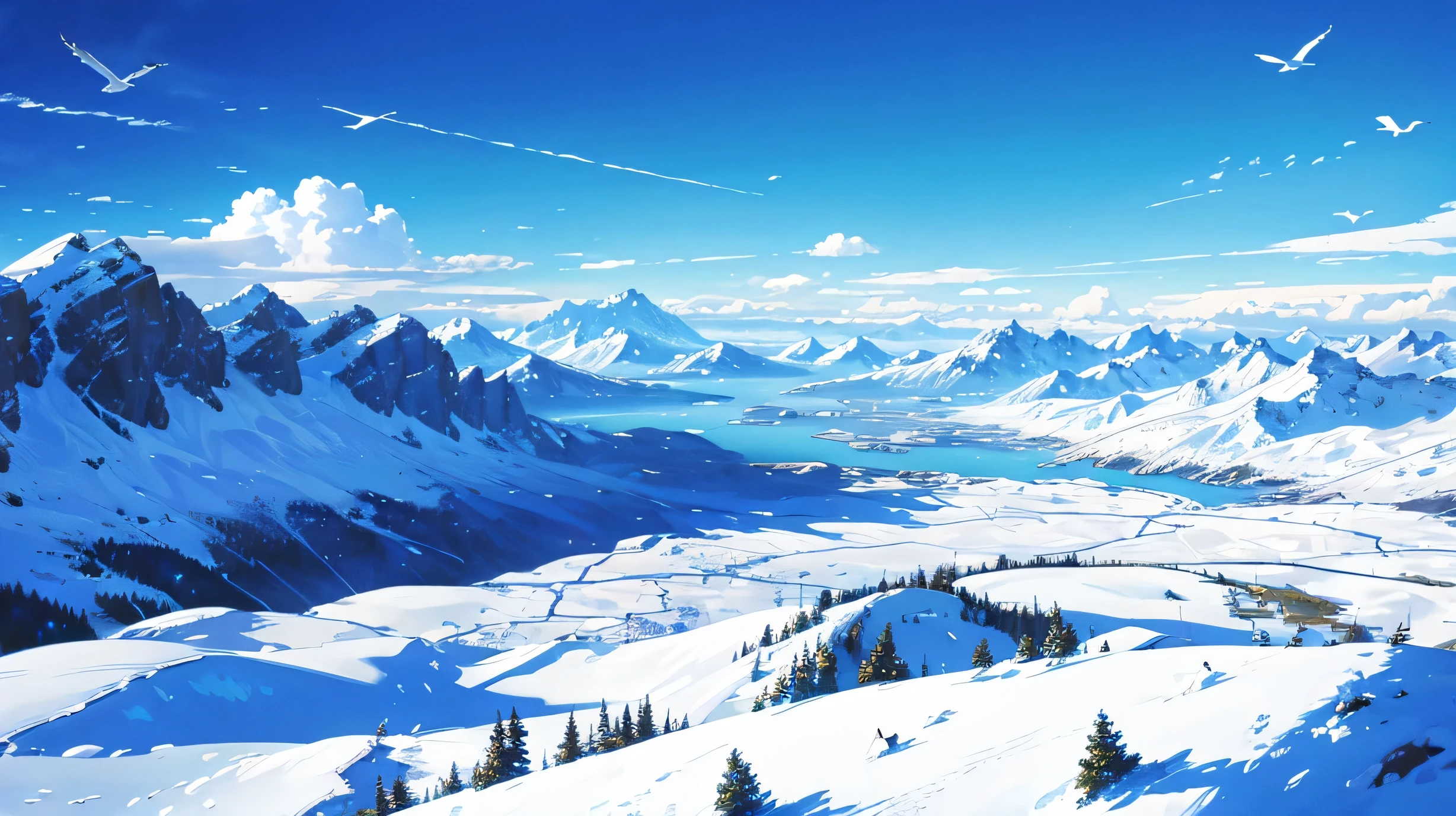 High resolution,High resolution,high quality,landscape,realistic,blue sky,white bird