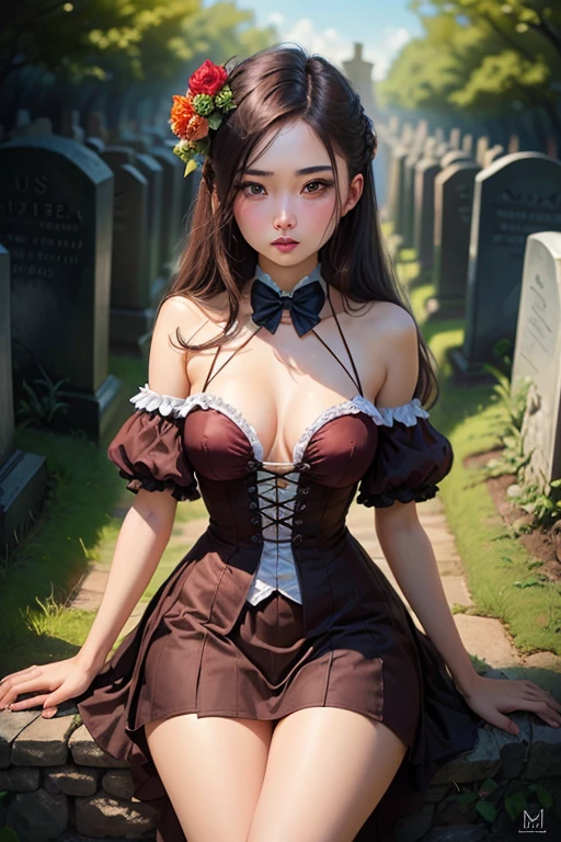 ((best quality)), girl saintess, graveyard