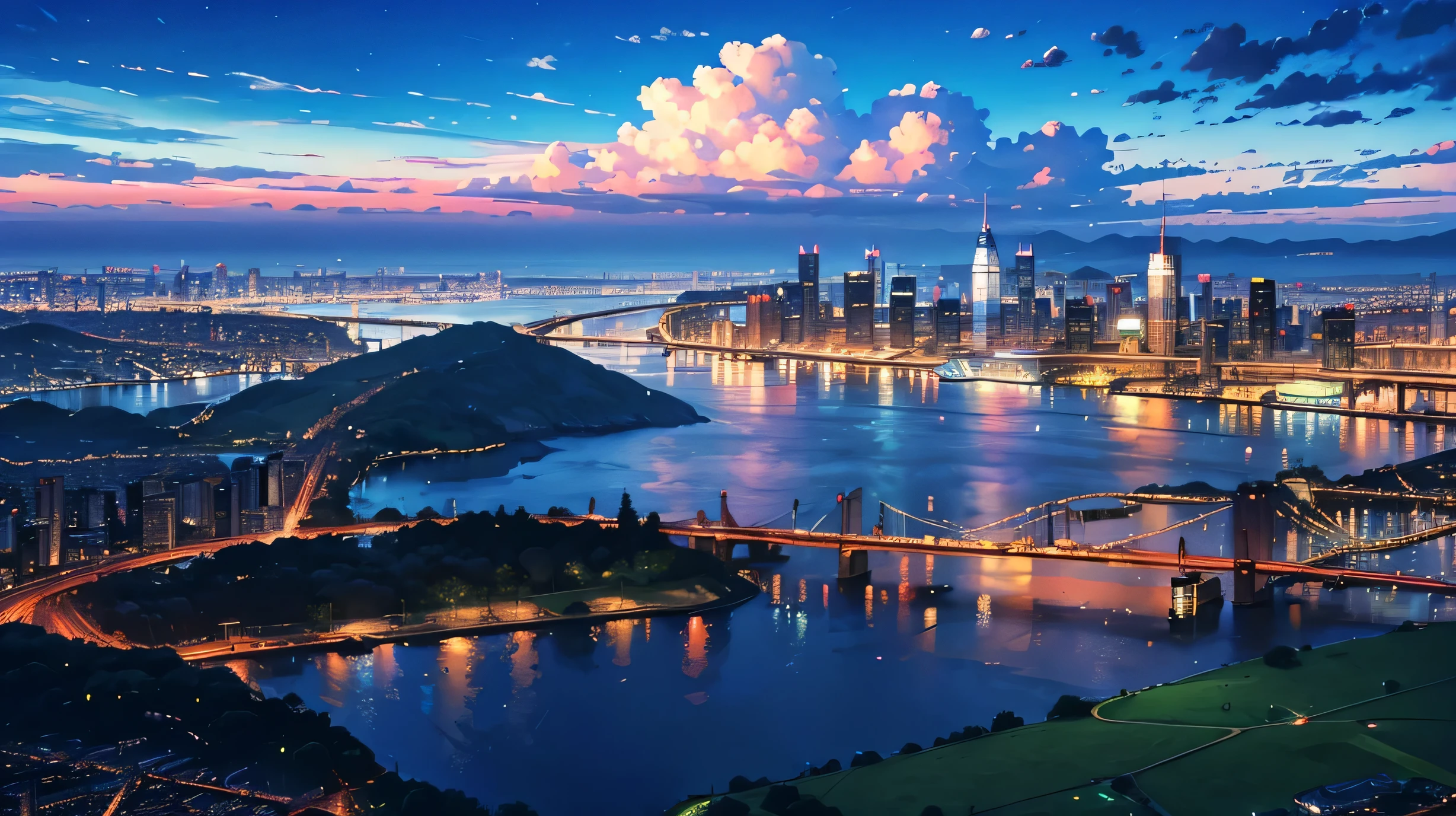High resolution,High resolution,high quality,landscape,realistic,blue sky,cityscape