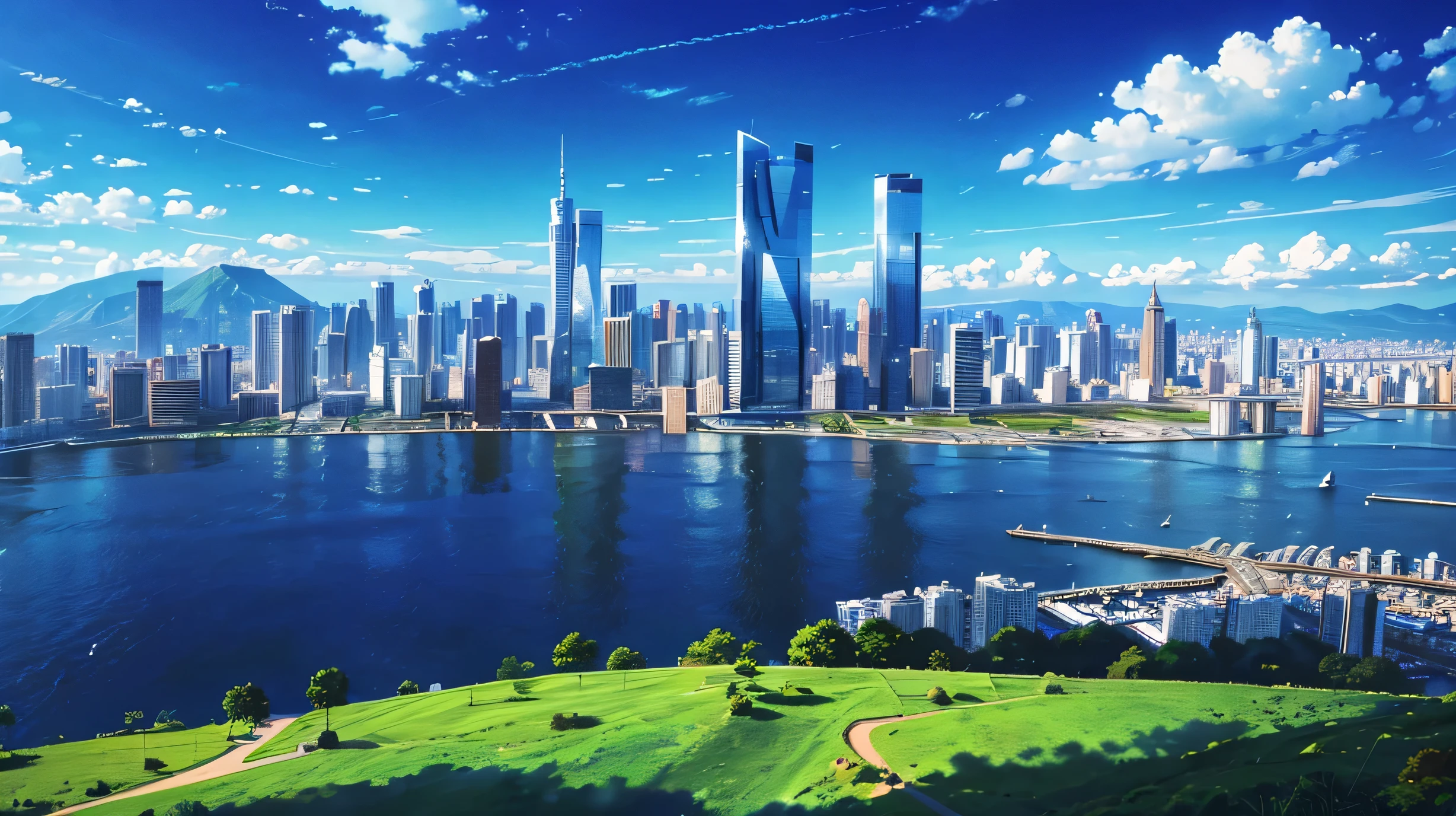 High resolution,High resolution,high quality,landscape,realistic,blue sky,Tall buildings